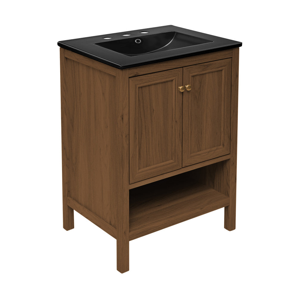 Brown Oak / Black / 3-Hole Wide