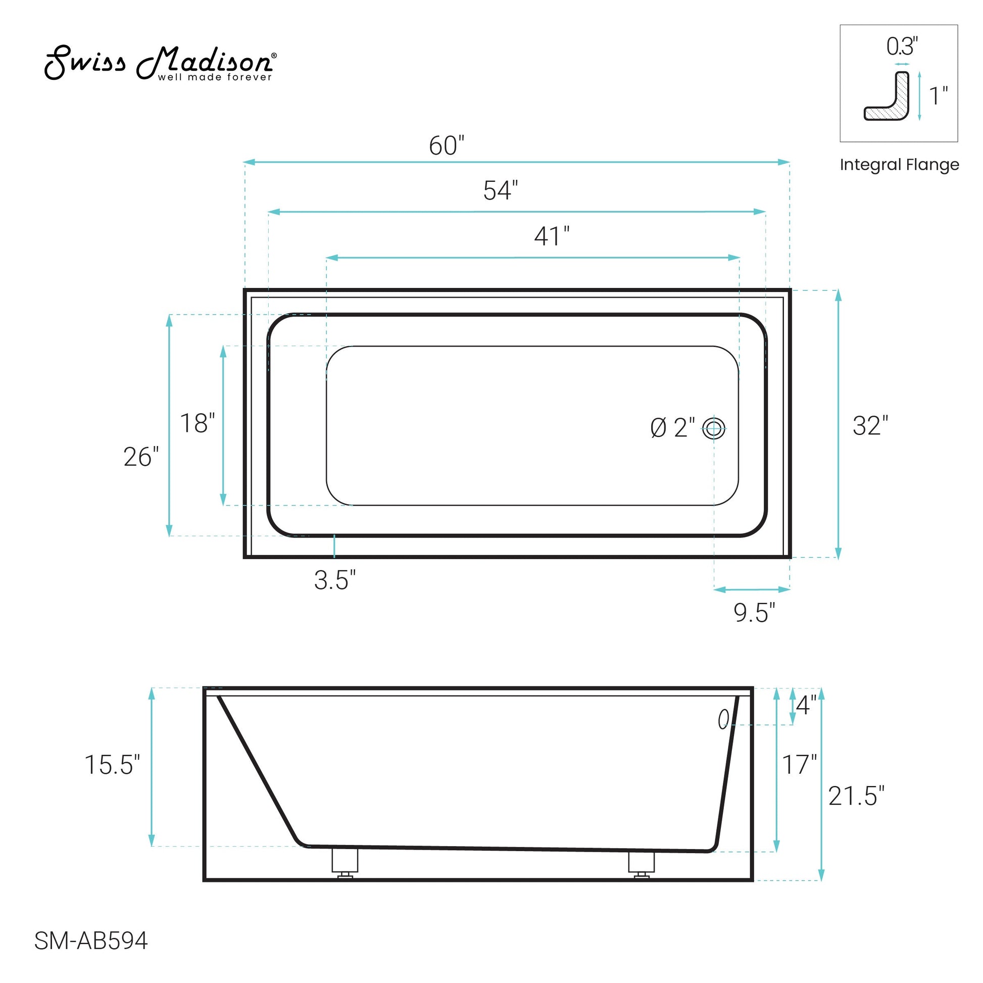 Glossy White / Alcove - Apron / Right