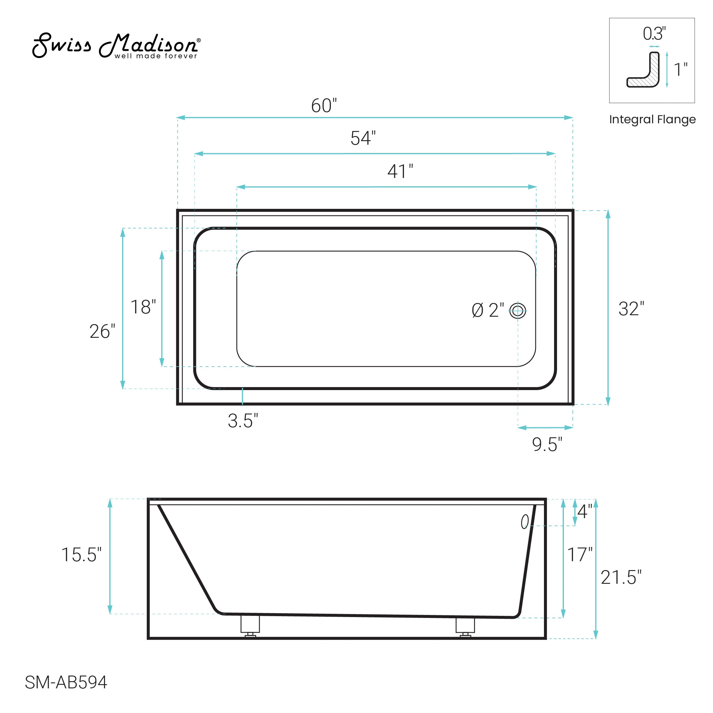 Glossy White / Alcove - Apron / Right