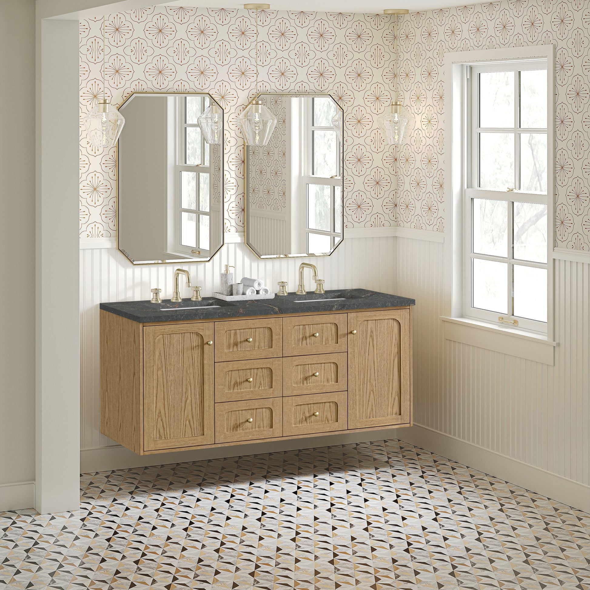 Light Natural Oak / Parisien Bleu - 3 Faucet Holes