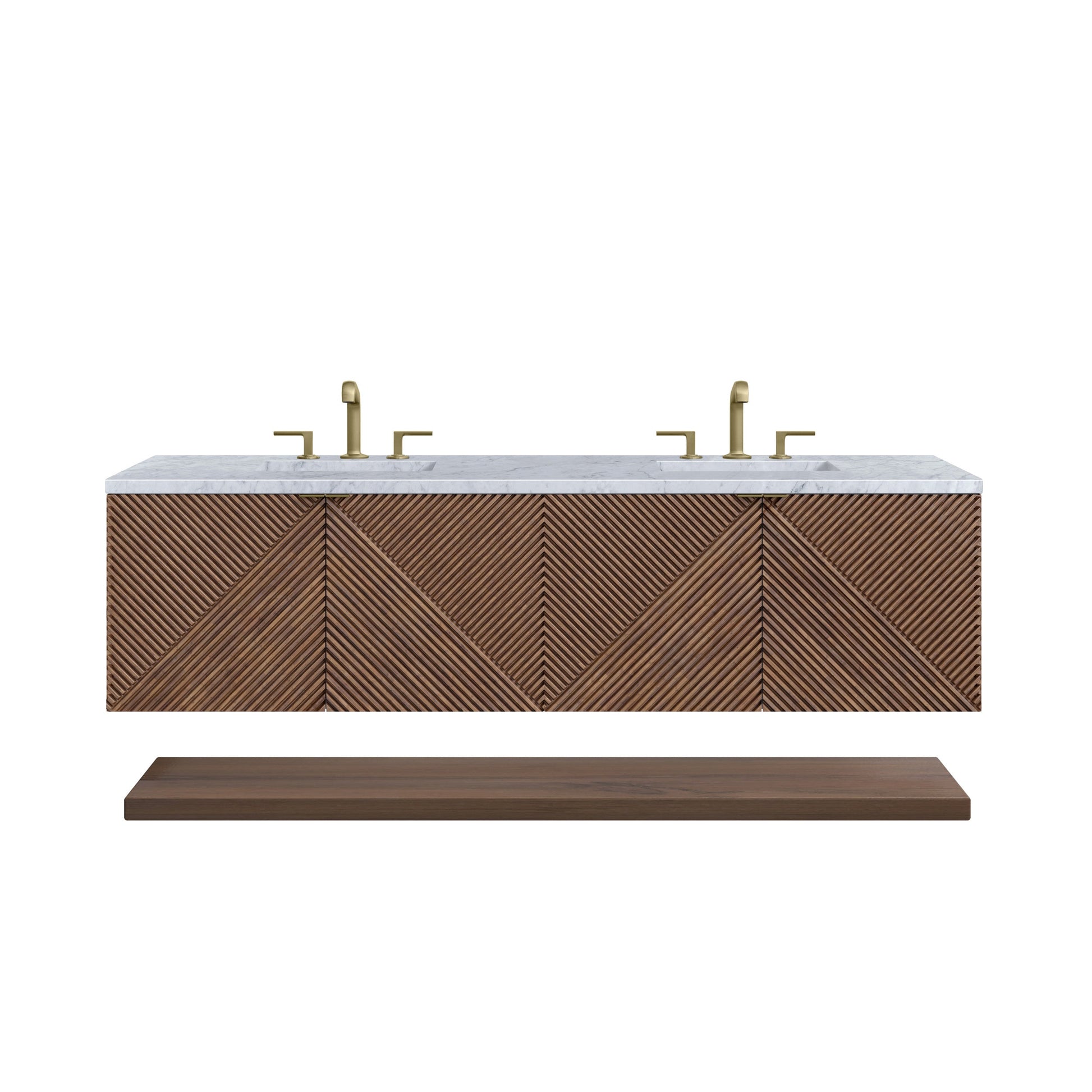 Chestnut / Carrara White - 3 Faucet Holes