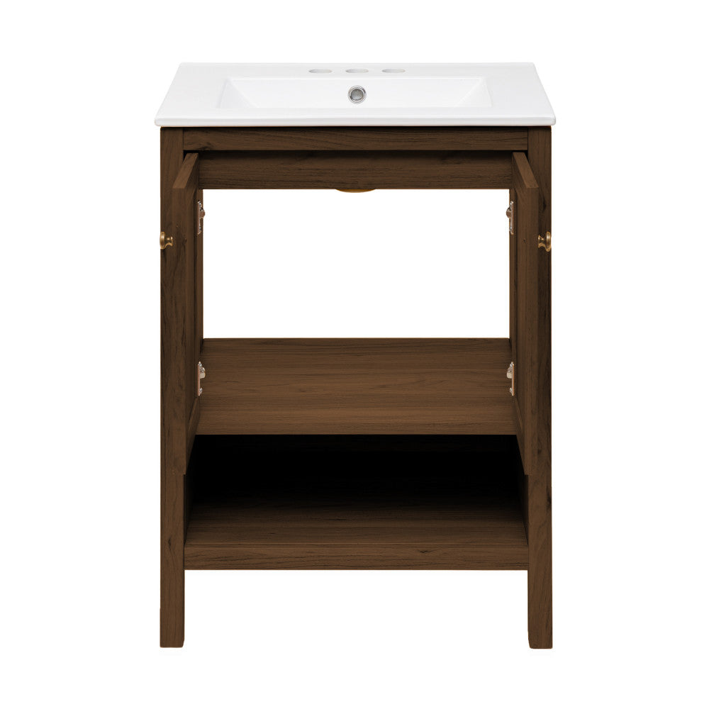 Brown Oak / White / 1-Hole