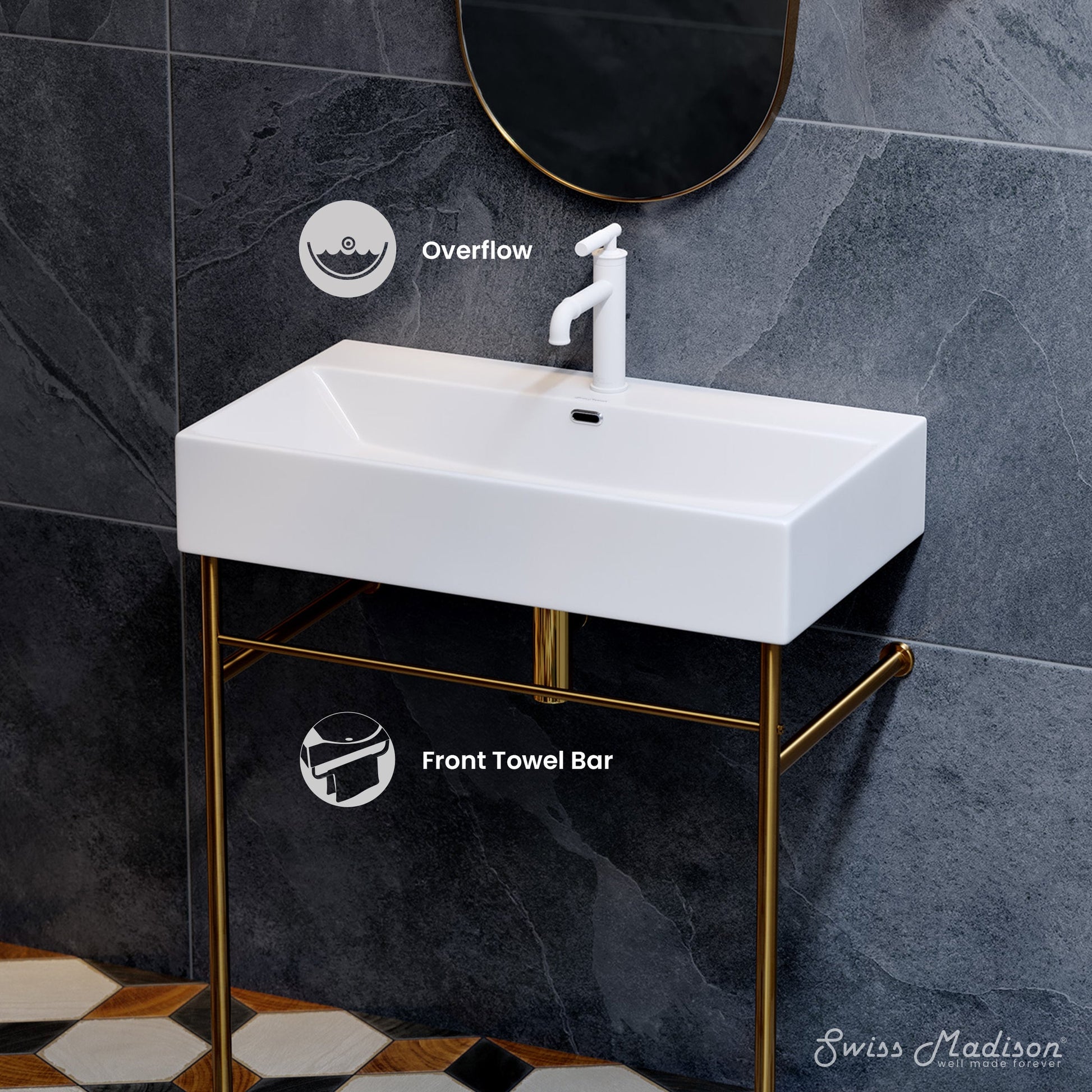 Brushed Gold / White / 1-Hole