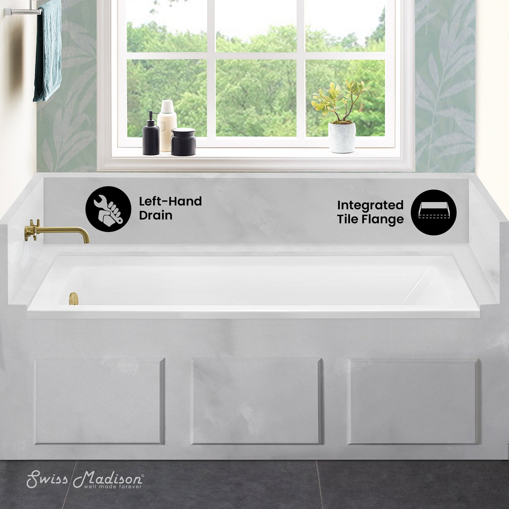 Glossy White / Alcove - No Apron / Left