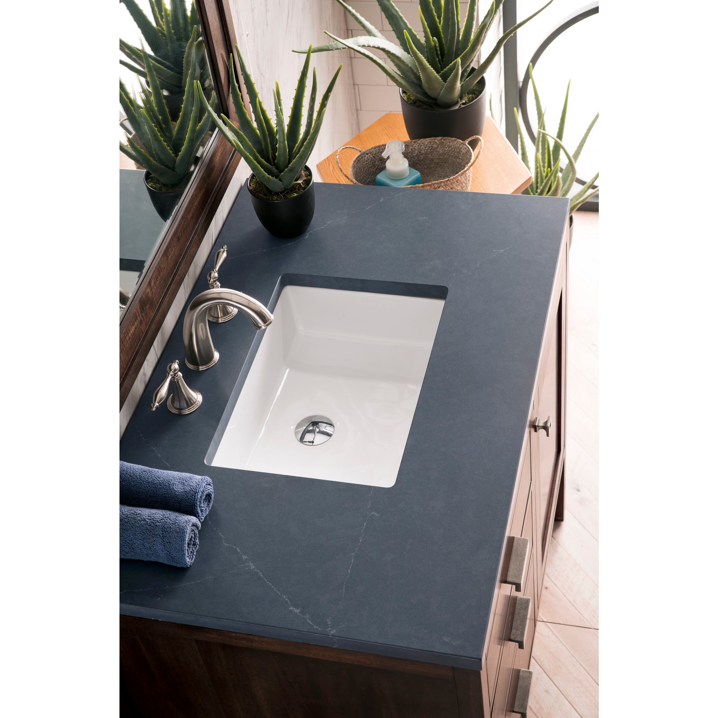 Mid-Century Acacia / Charcoal Soapstone - 3 Faucet Holes