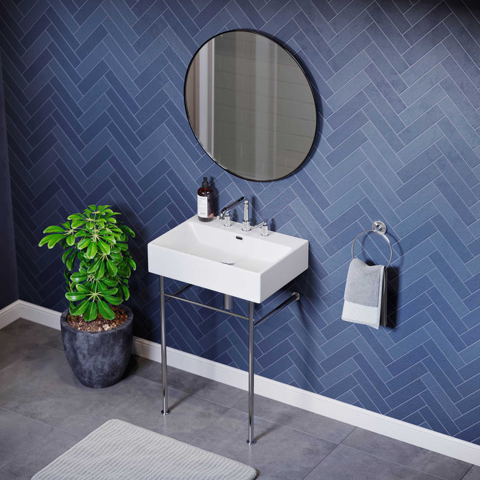 Chrome / White / 3-Hole