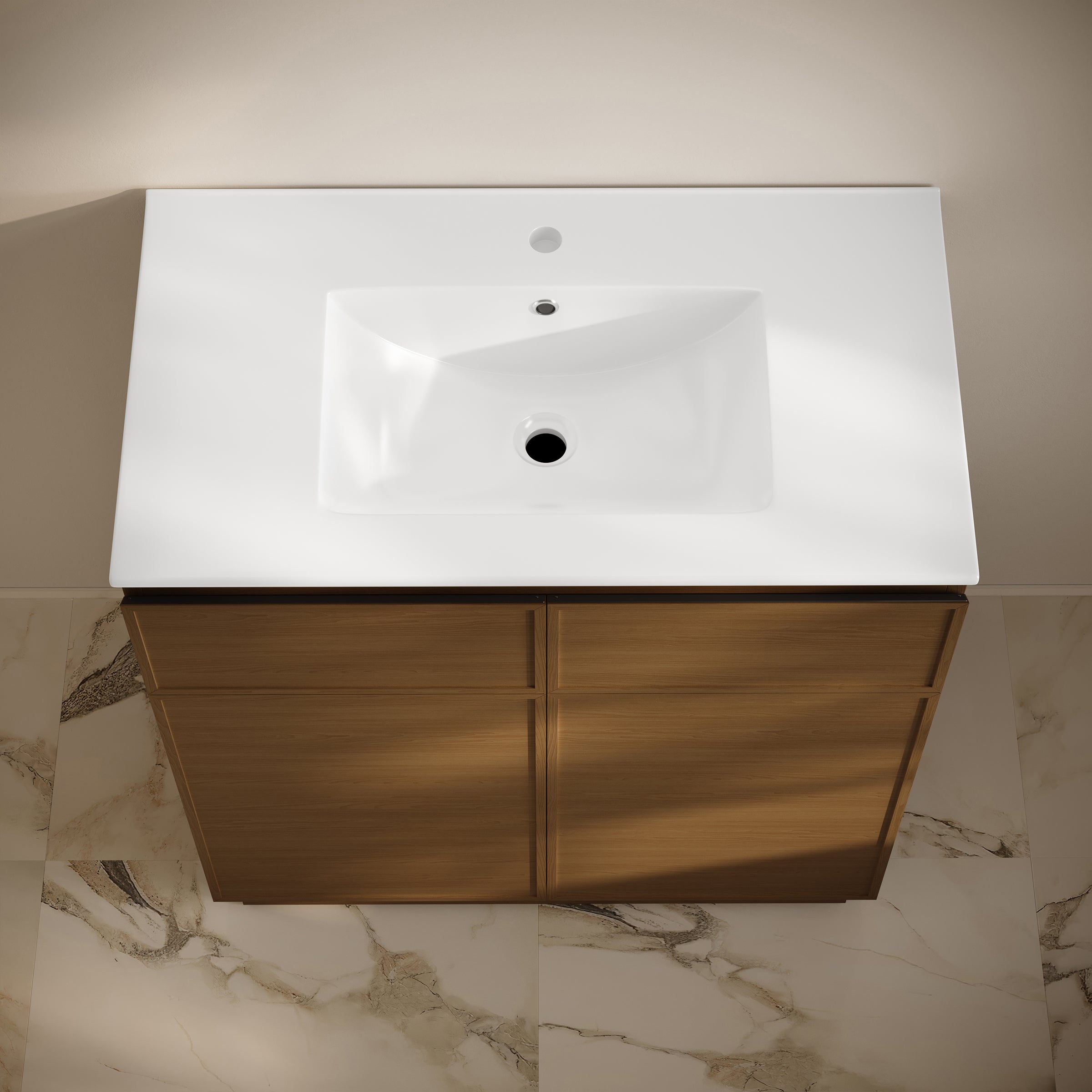 Brown Oak / White / 1-Hole