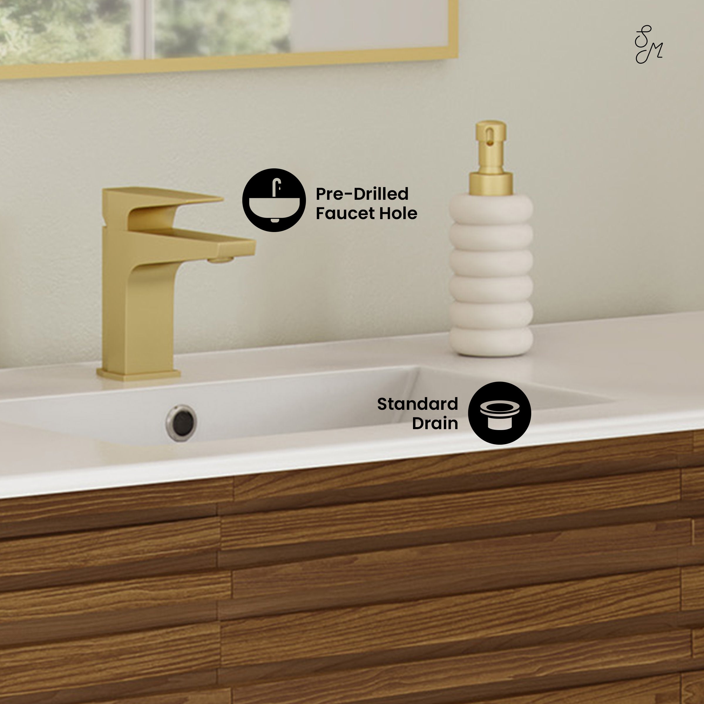 Brown Oak / Glossy White / 1-Hole
