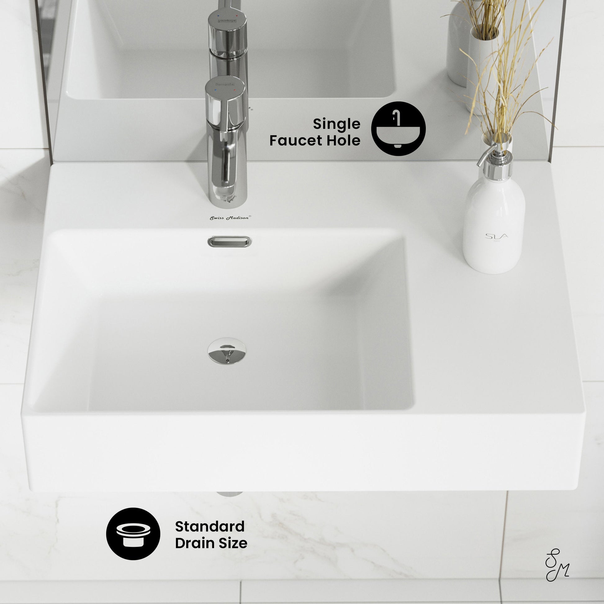 Glossy White / 1-Hole / Left