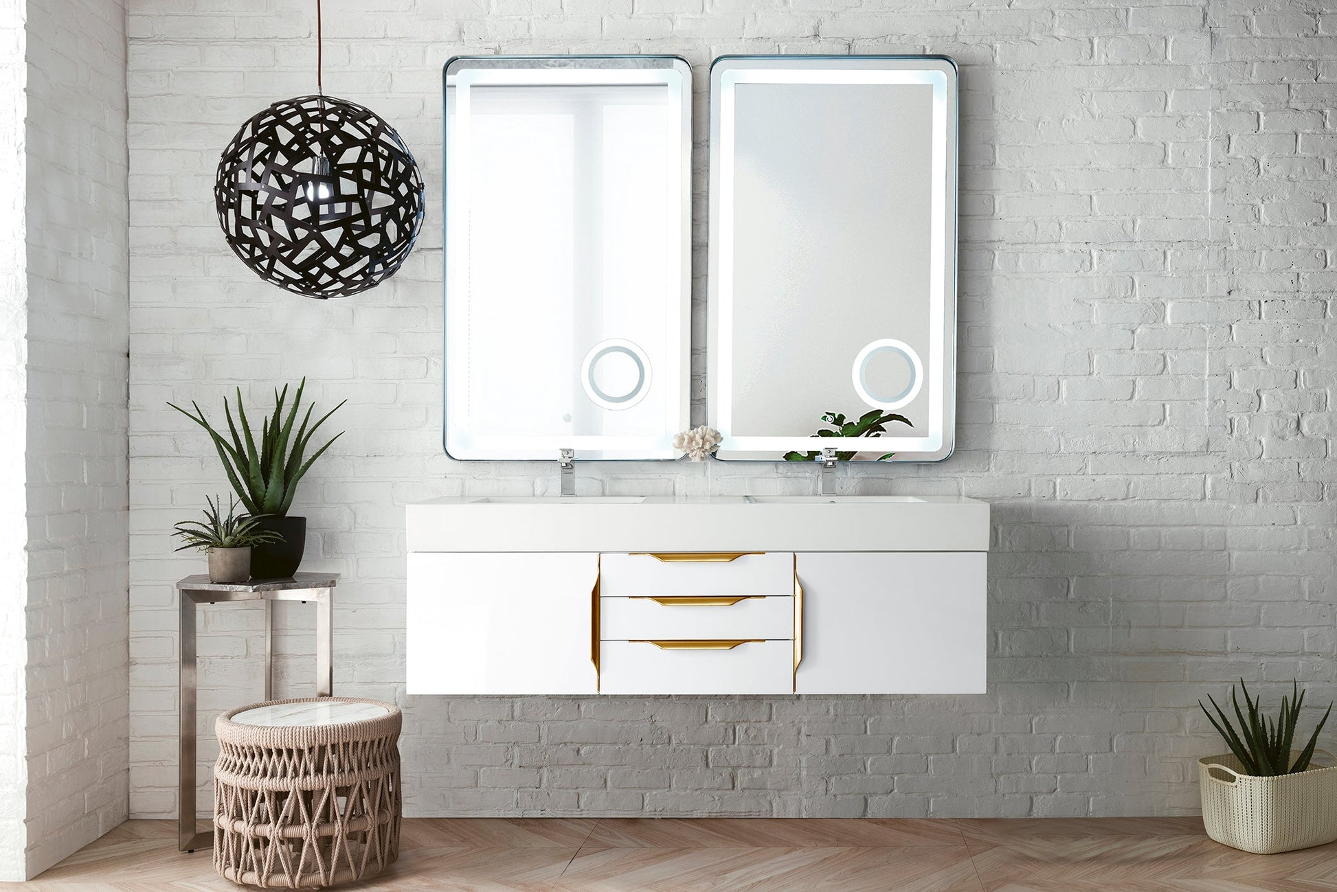 Glossy White / Radiant Gold / Glossy White - 1 Faucet Hole