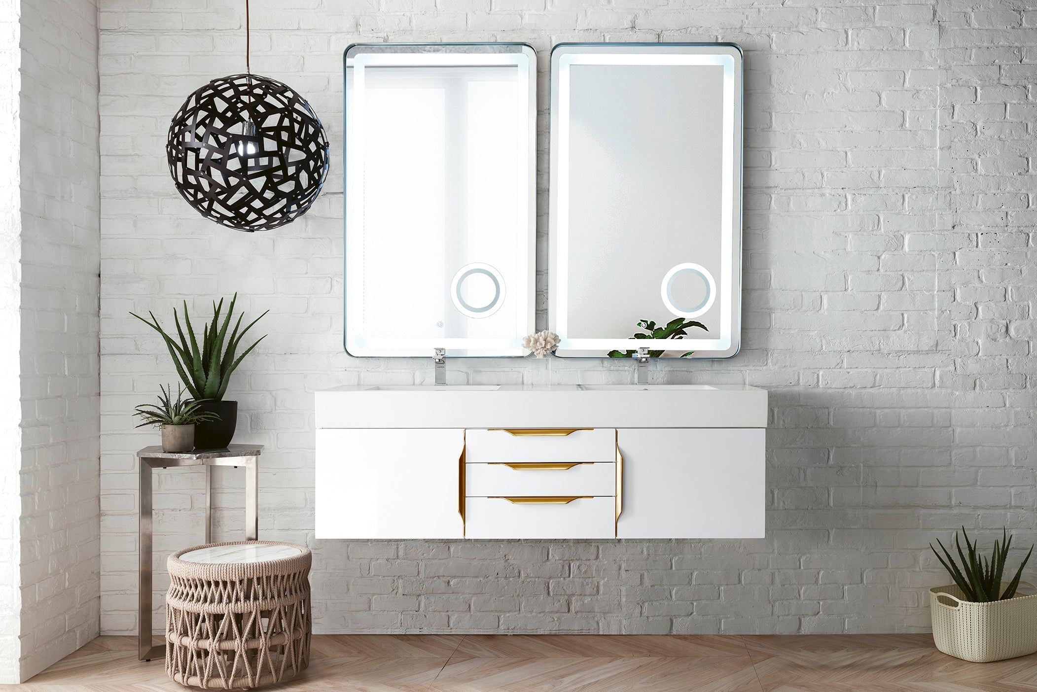 Glossy White / Radiant Gold / Glossy White - 1 Faucet Hole