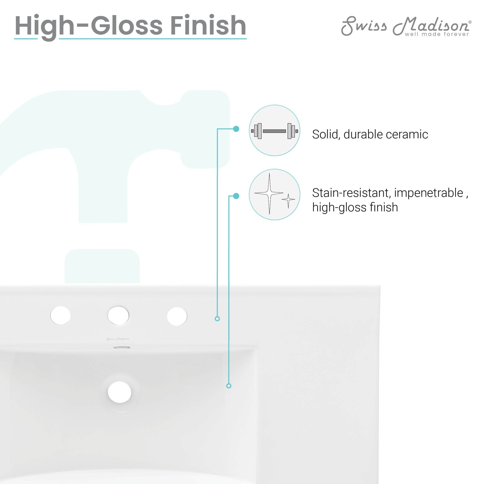 Glossy White / 3-Hole / Center