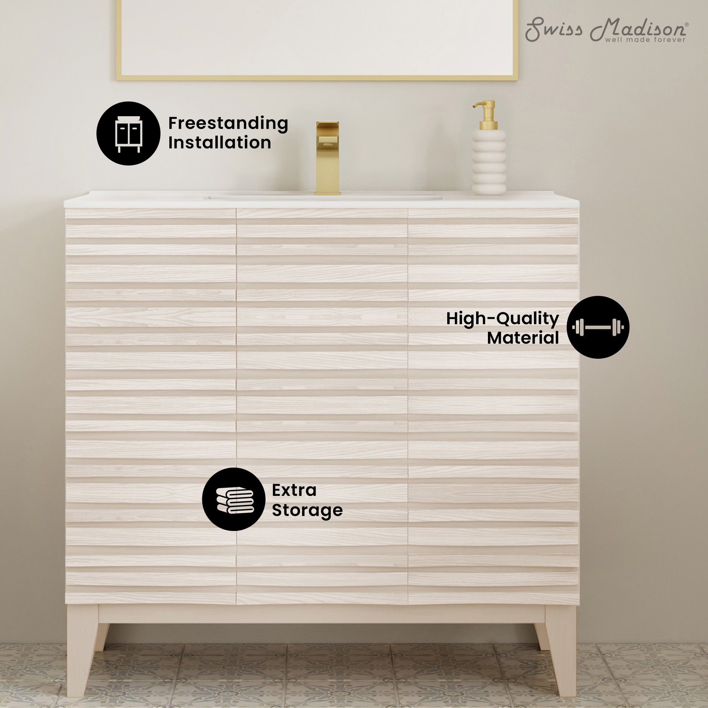 White Oak / White / 1-Hole