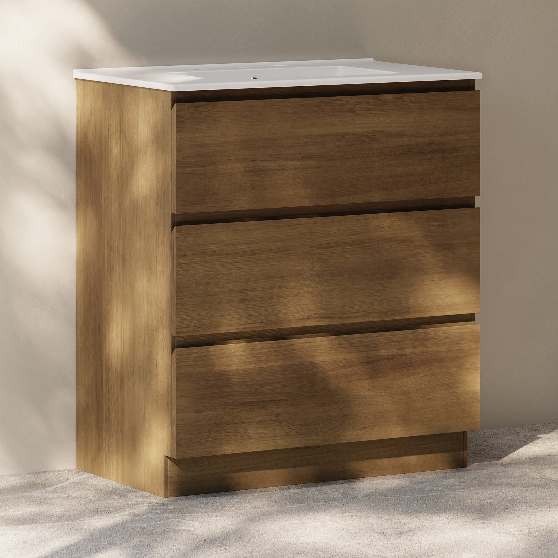 Brown Oak / Glossy White / 3-Hole