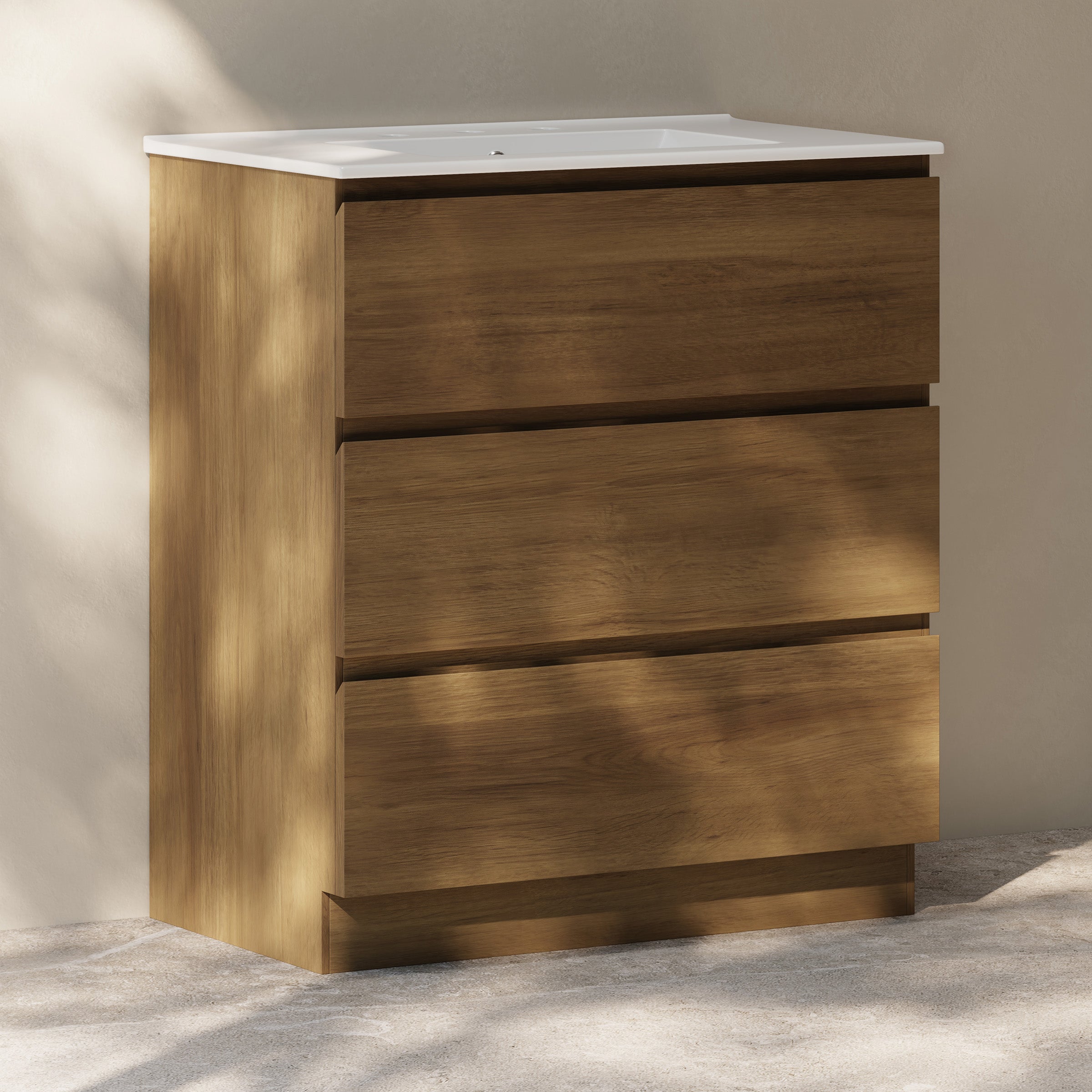 Brown Oak / Glossy White / 3-Hole