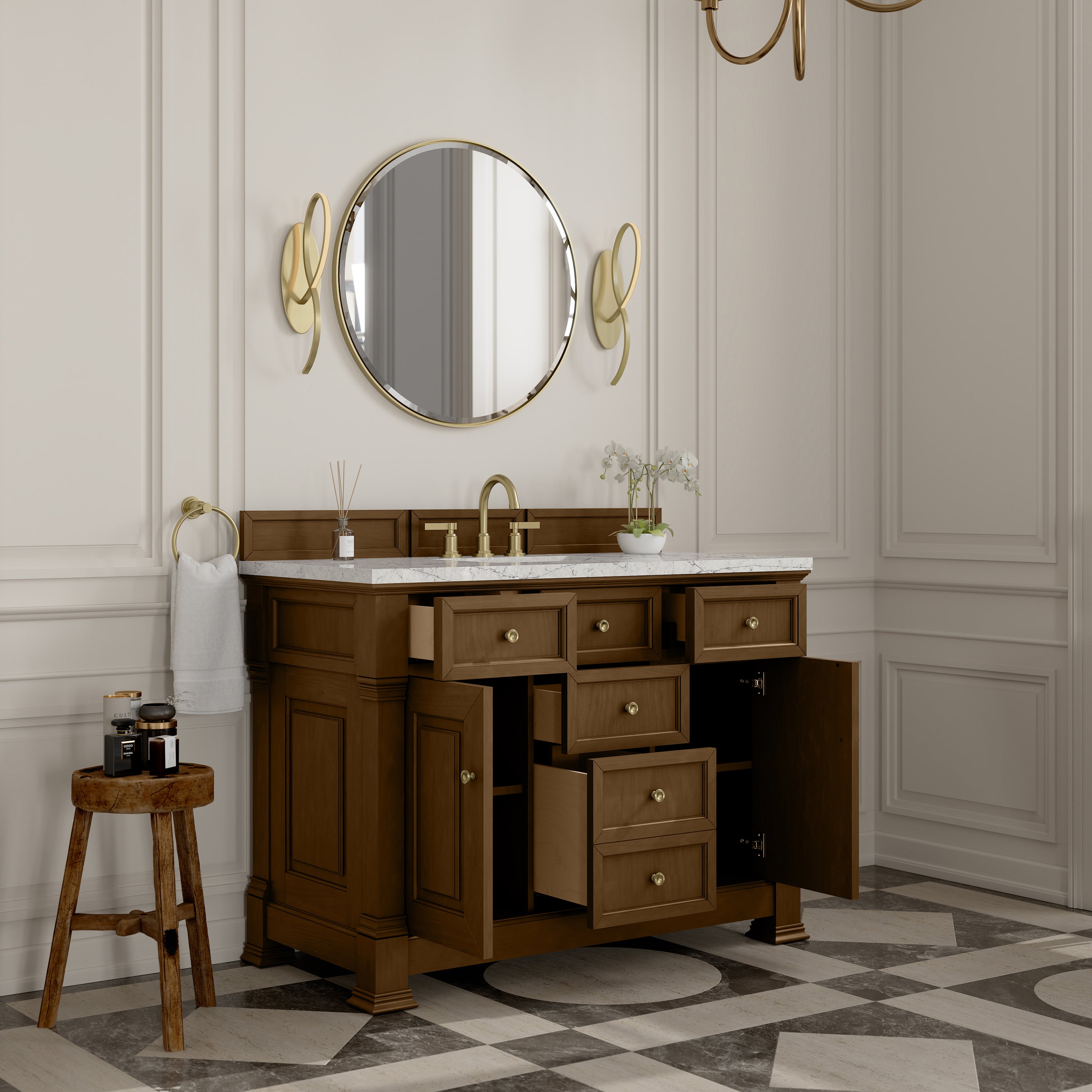 Honey Oak / Eternal Jasmine Pearl - 3 Faucet Holes