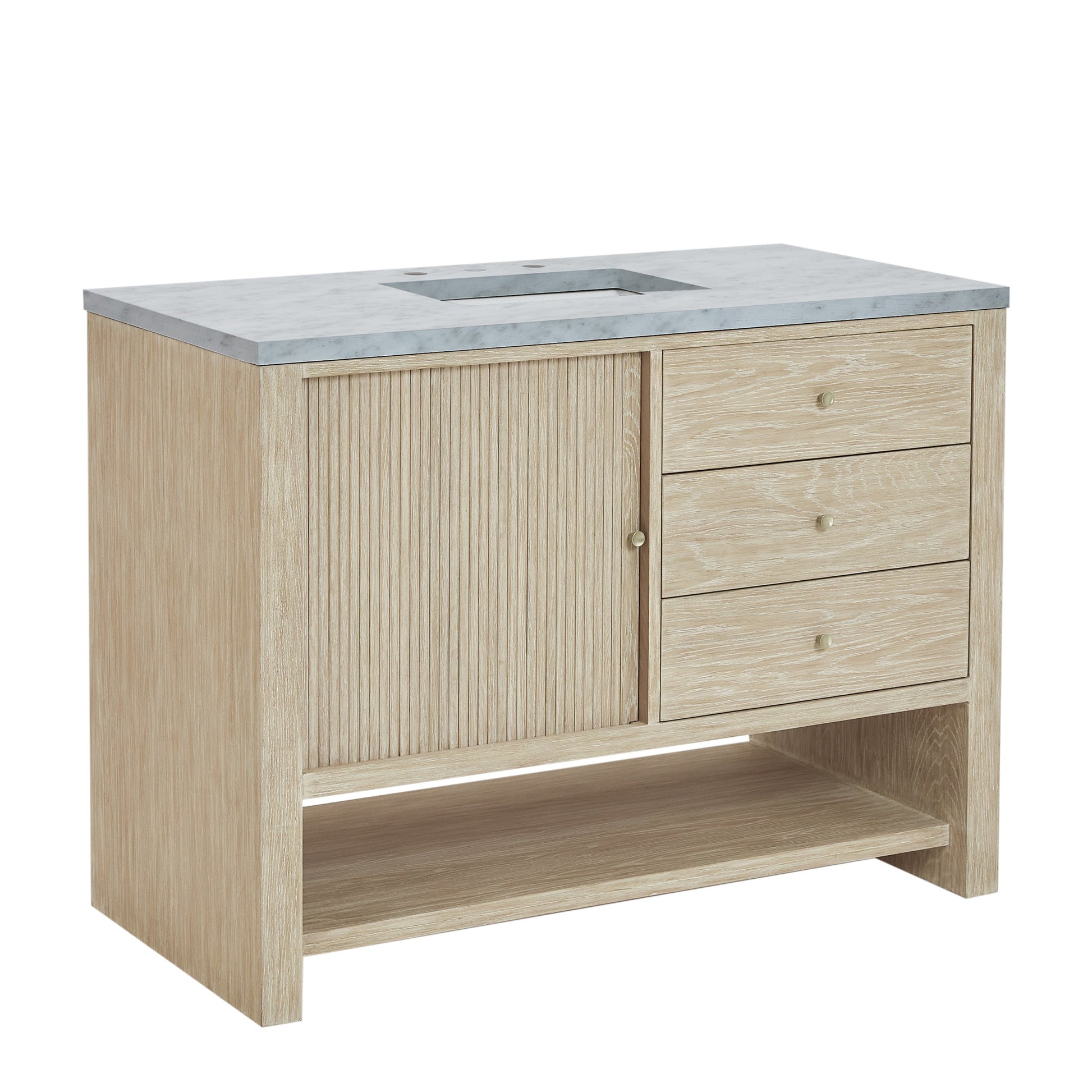 Sunwashed Oak / Carrara White - 3 Faucet Holes