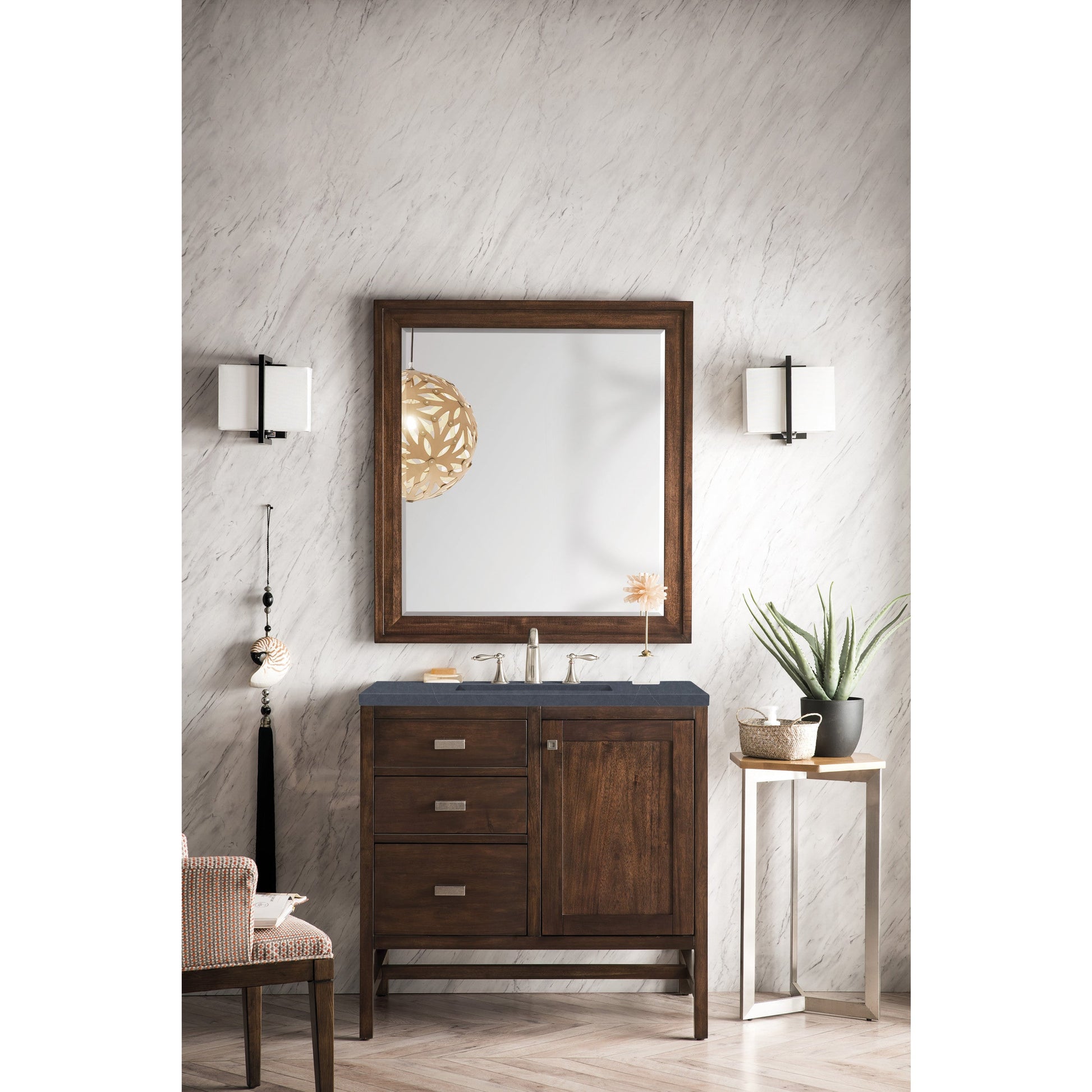 Mid-Century Acacia / Charcoal Soapstone - 3 Faucet Holes