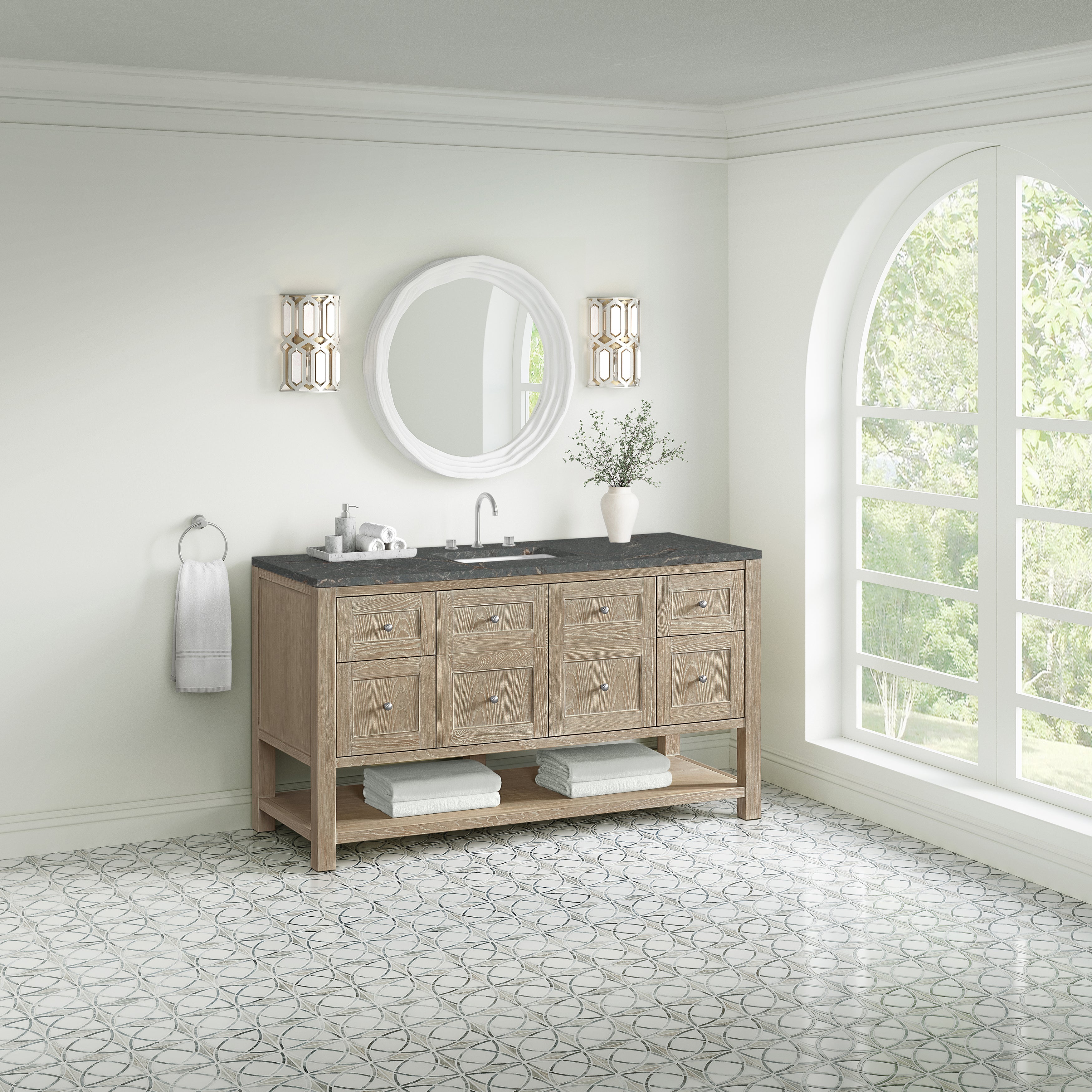 Whitewashed Oak / Parisien Bleu - 3 Faucet Holes