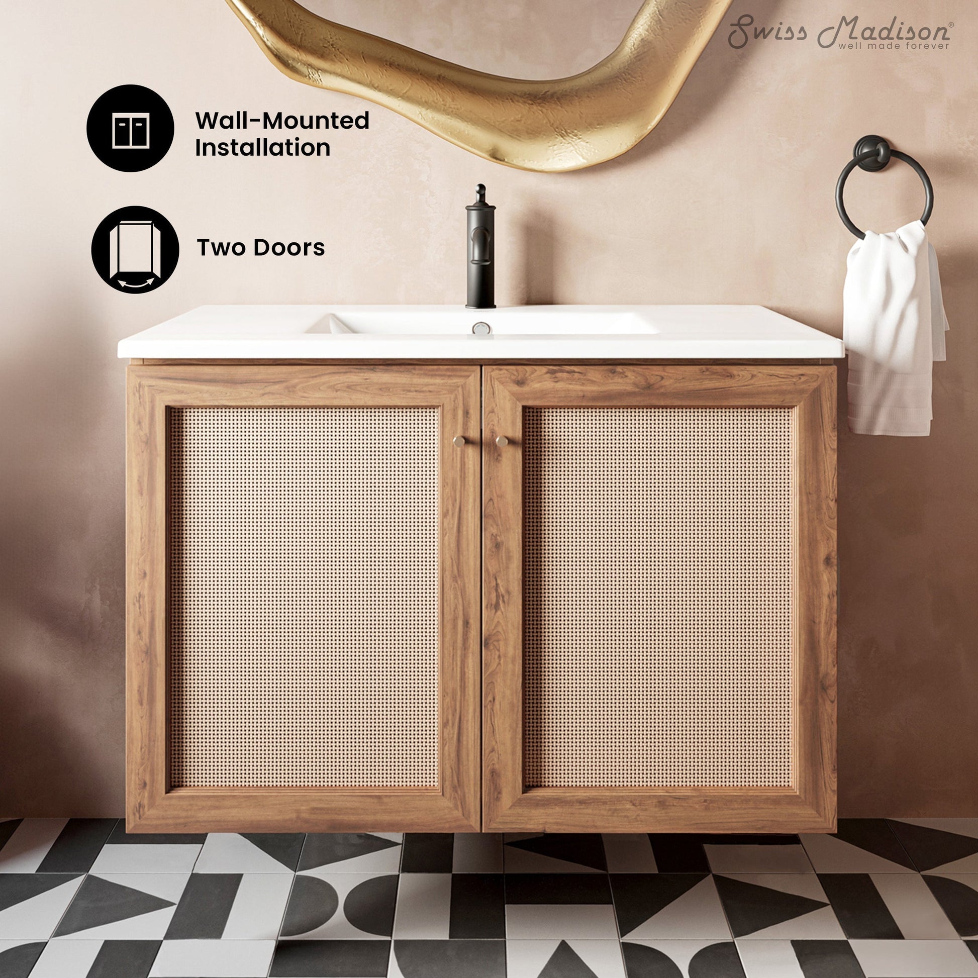 Golden Oak / White / 1-Hole