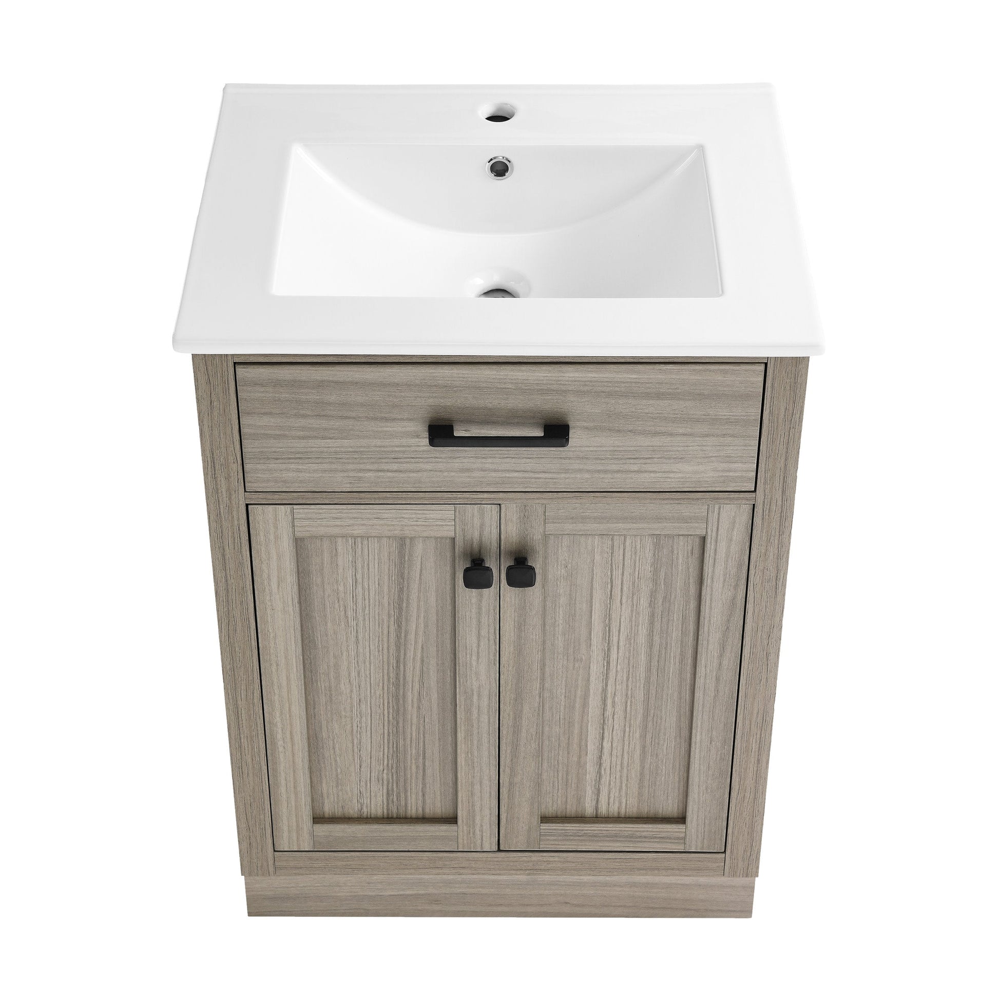 Weathered Oak / White / 1-Hole