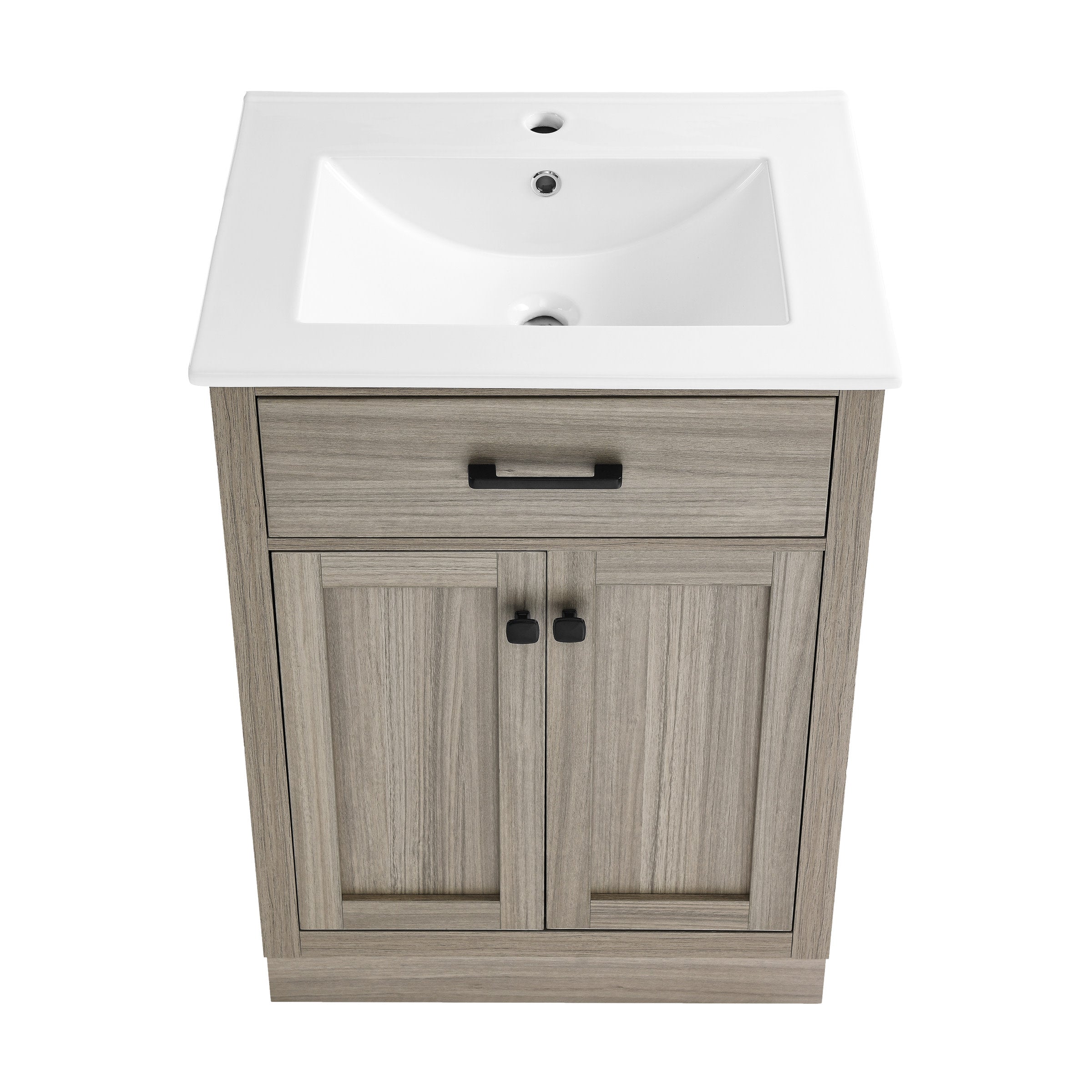 Weathered Oak / White / 1-Hole