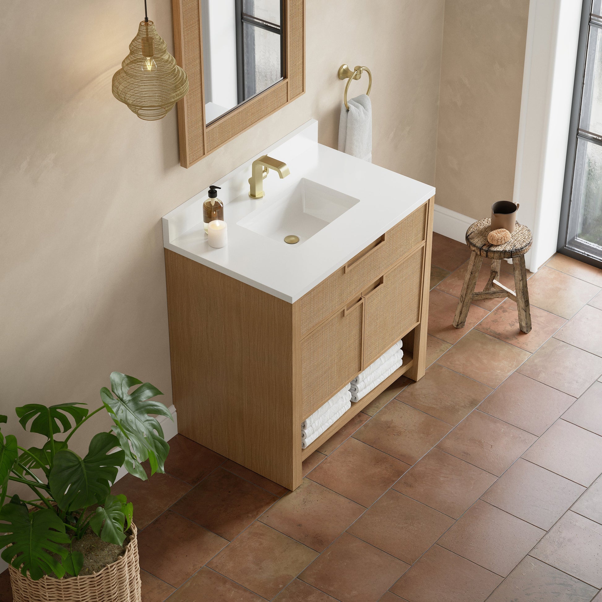 Seaside Oak / White Zeus - 1 Faucet Hole