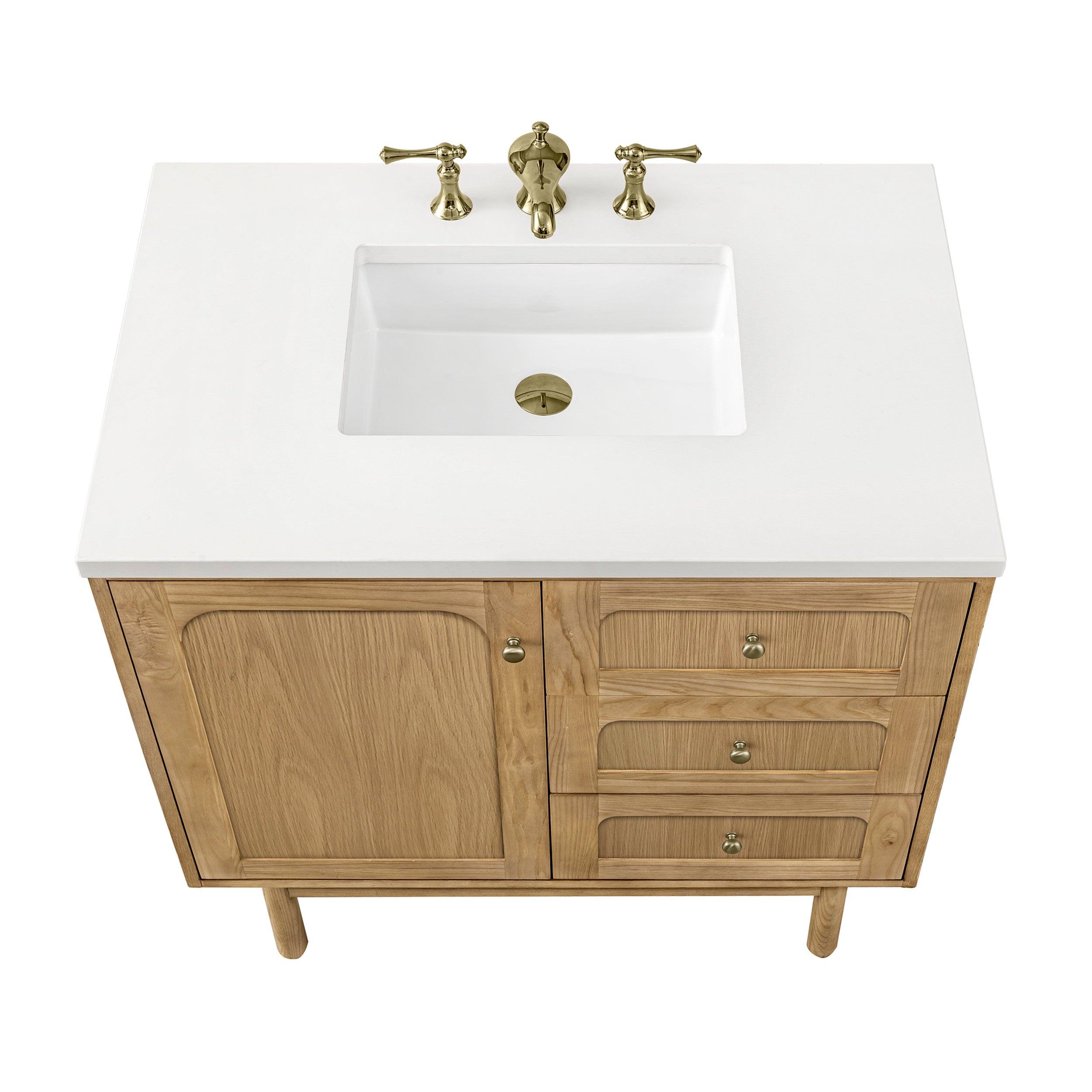 Light Natural Oak / White Zeus - 3 Faucet Holes
