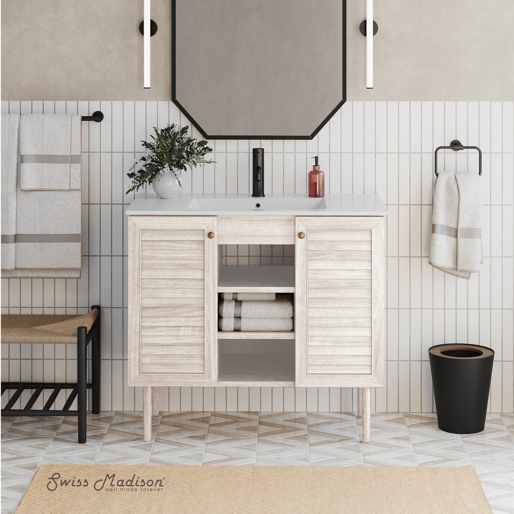 White Oak / White / 1-Hole