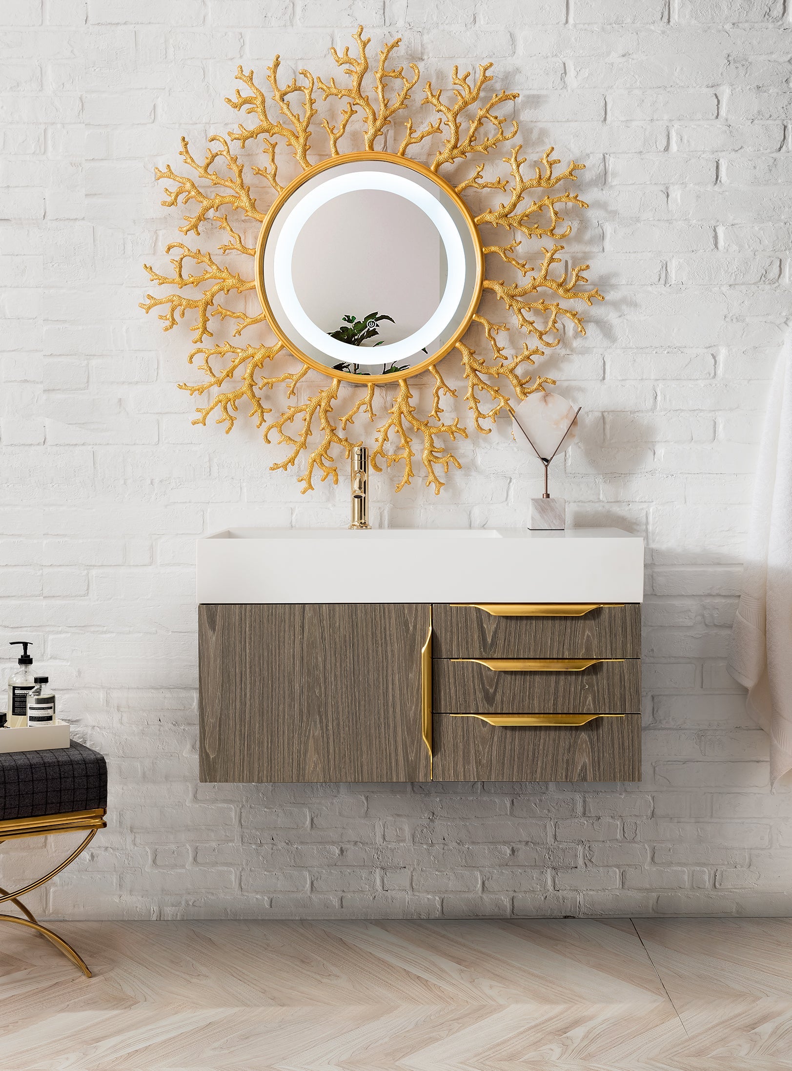 Ash Gray / Radiant Gold / Glossy White - 1 Faucet Hole