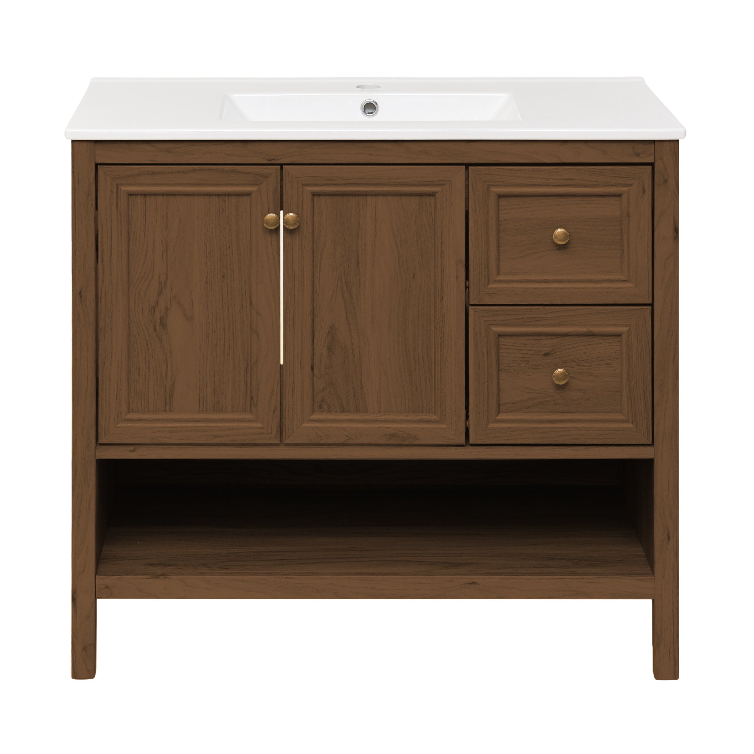Brown Oak / White / 1-Hole
