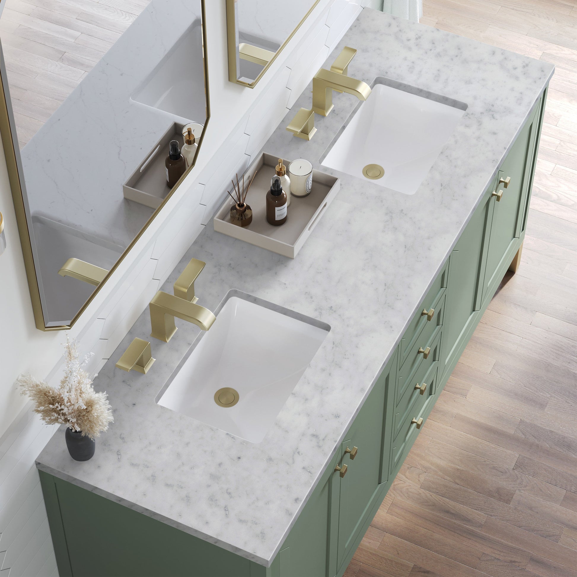 Smokey Celadon / Carrara White - 3 Faucet Holes