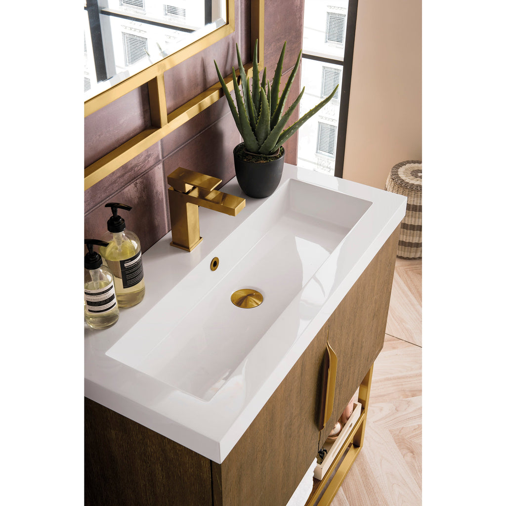 Latte Oak / Radiant Gold / Glossy White - 1 Faucet Hole