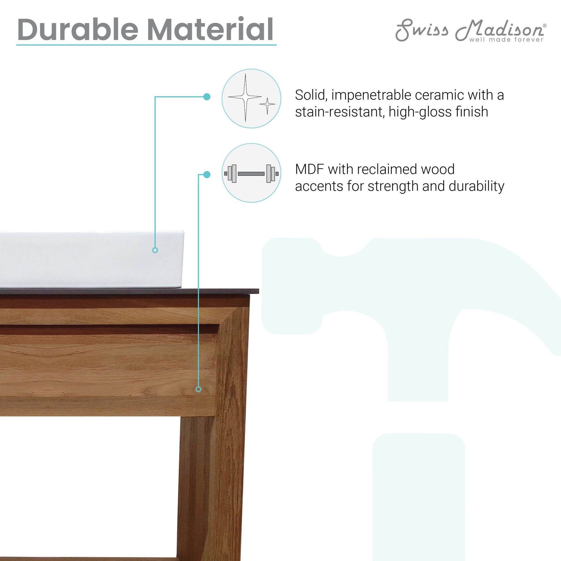 Brown Oak / White / 1-Hole