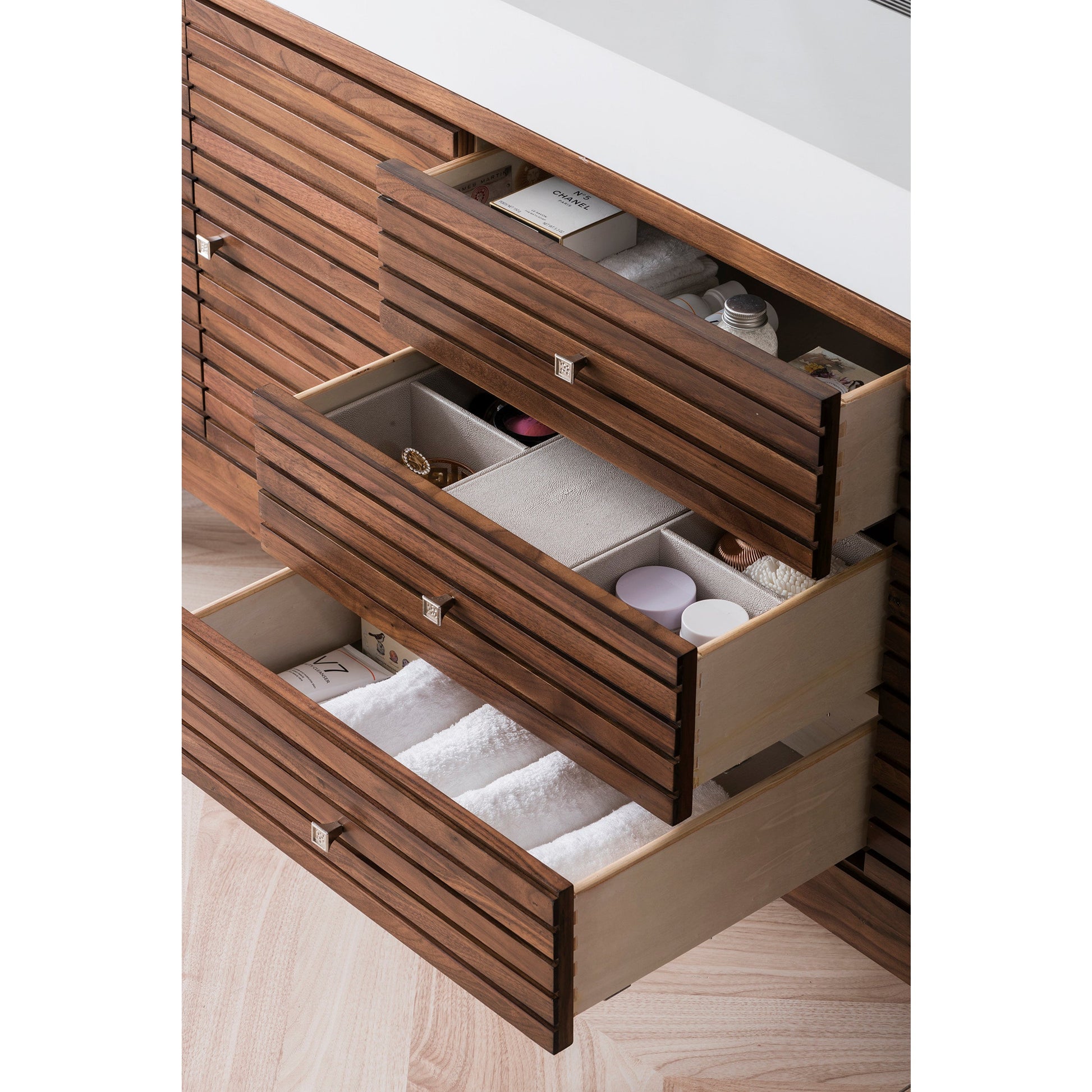 Mid-Century Walnut / Glossy White - 1 Faucet Hole