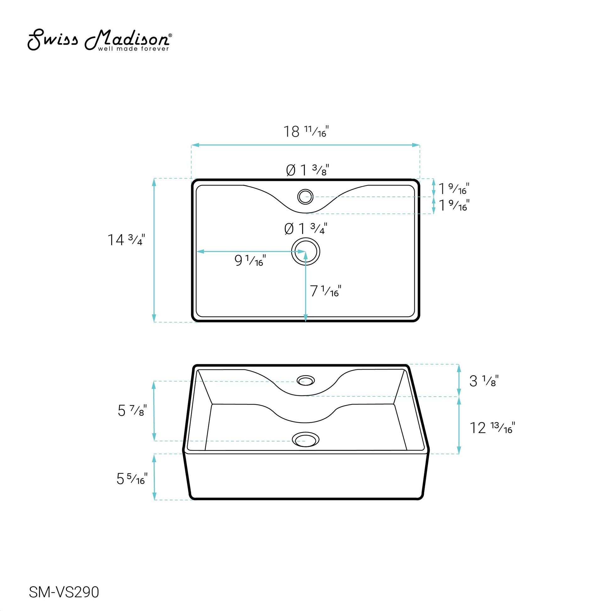 Brown Oak / White / 1-Hole