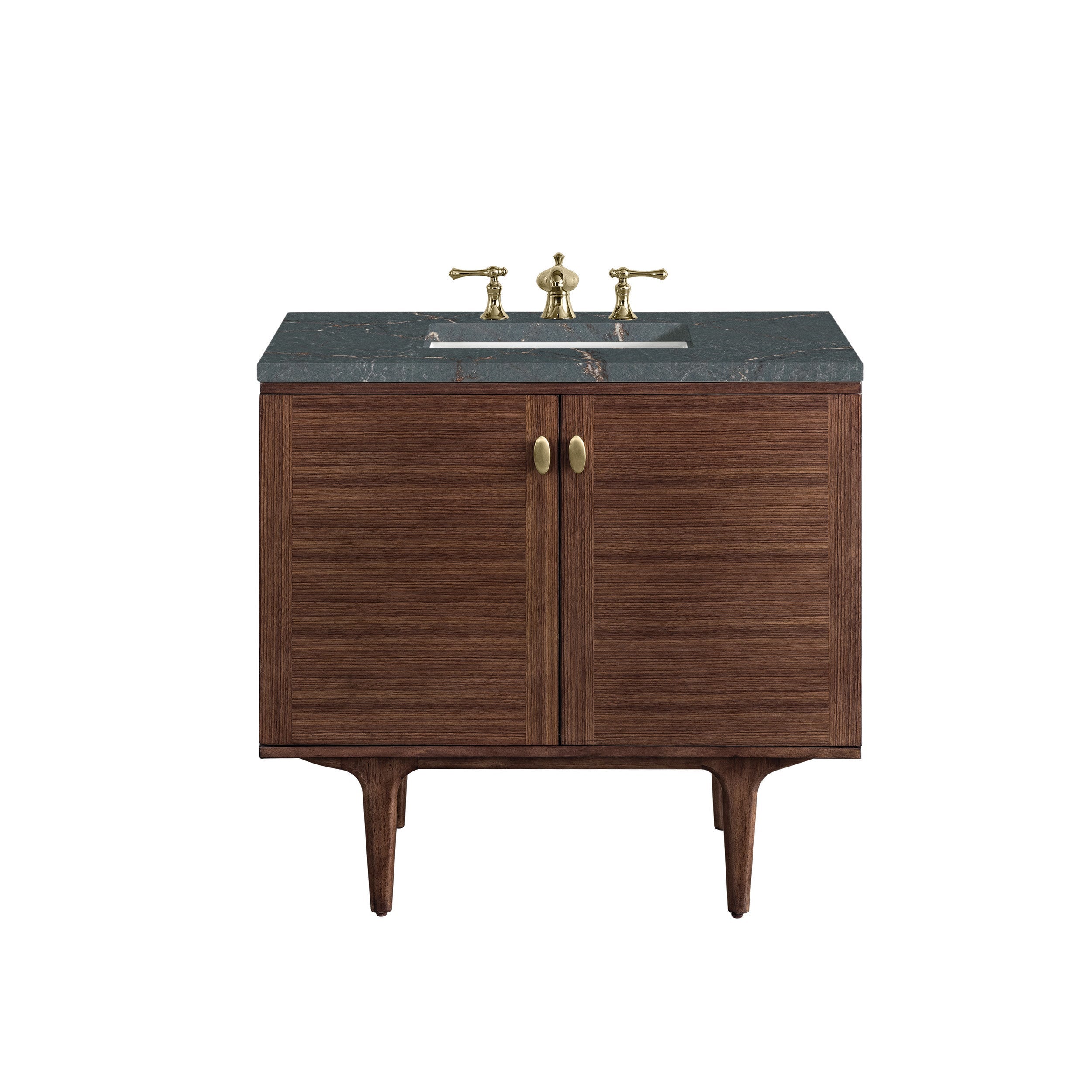 Mid-Century Walnut / Parisien Bleu - 3 Faucet Holes