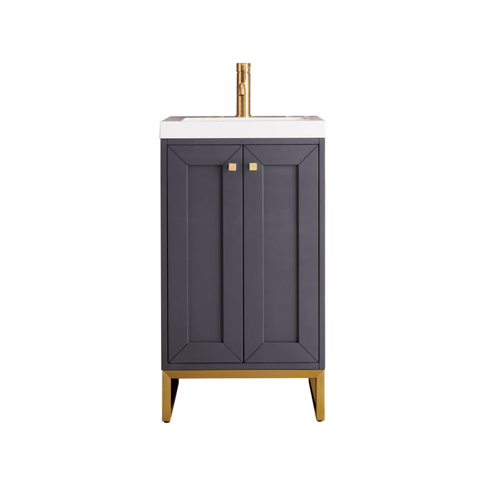 Mineral Gray / White Glossy / Radiant Gold - 1 Faucet Hole