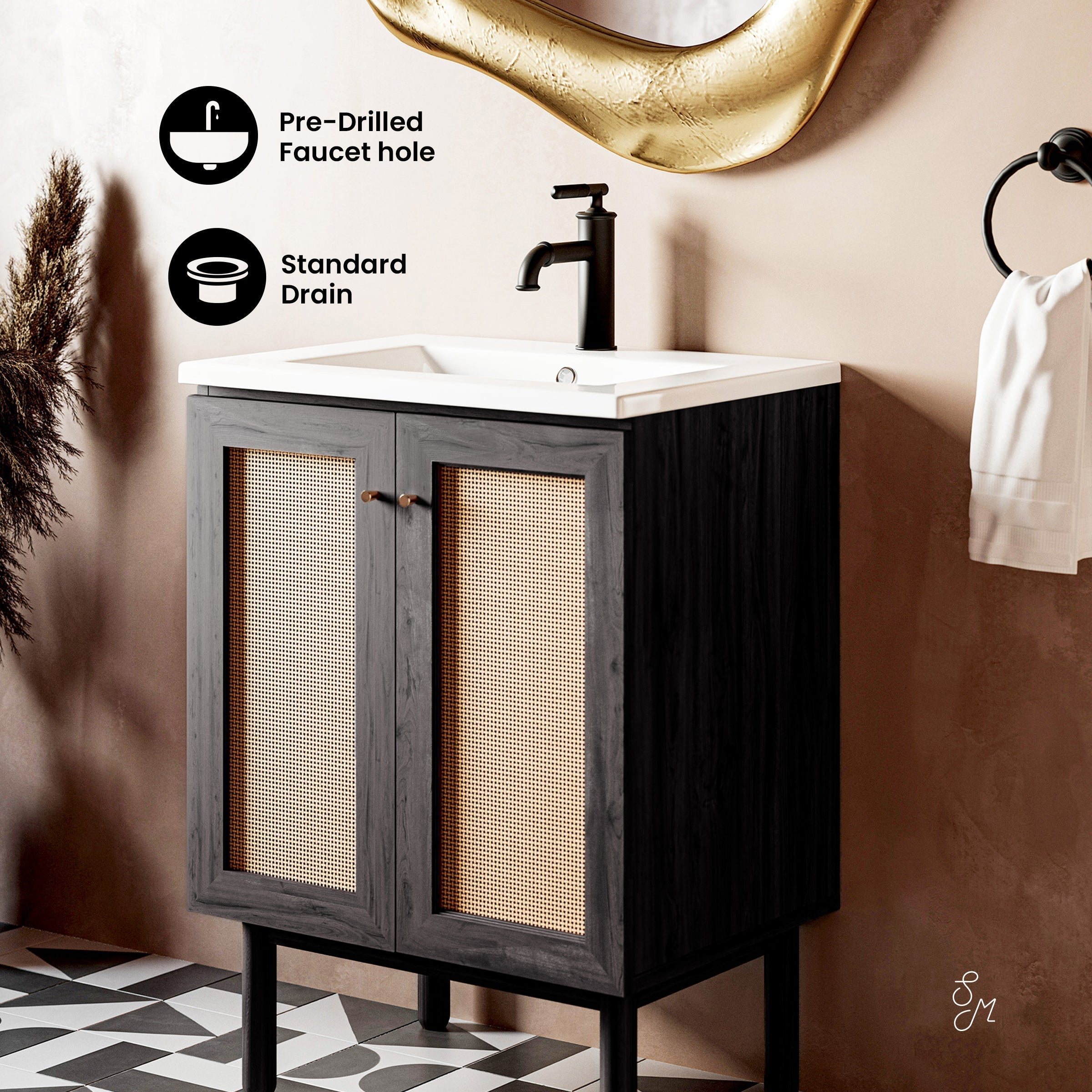 Black Oak / White / 1-Hole