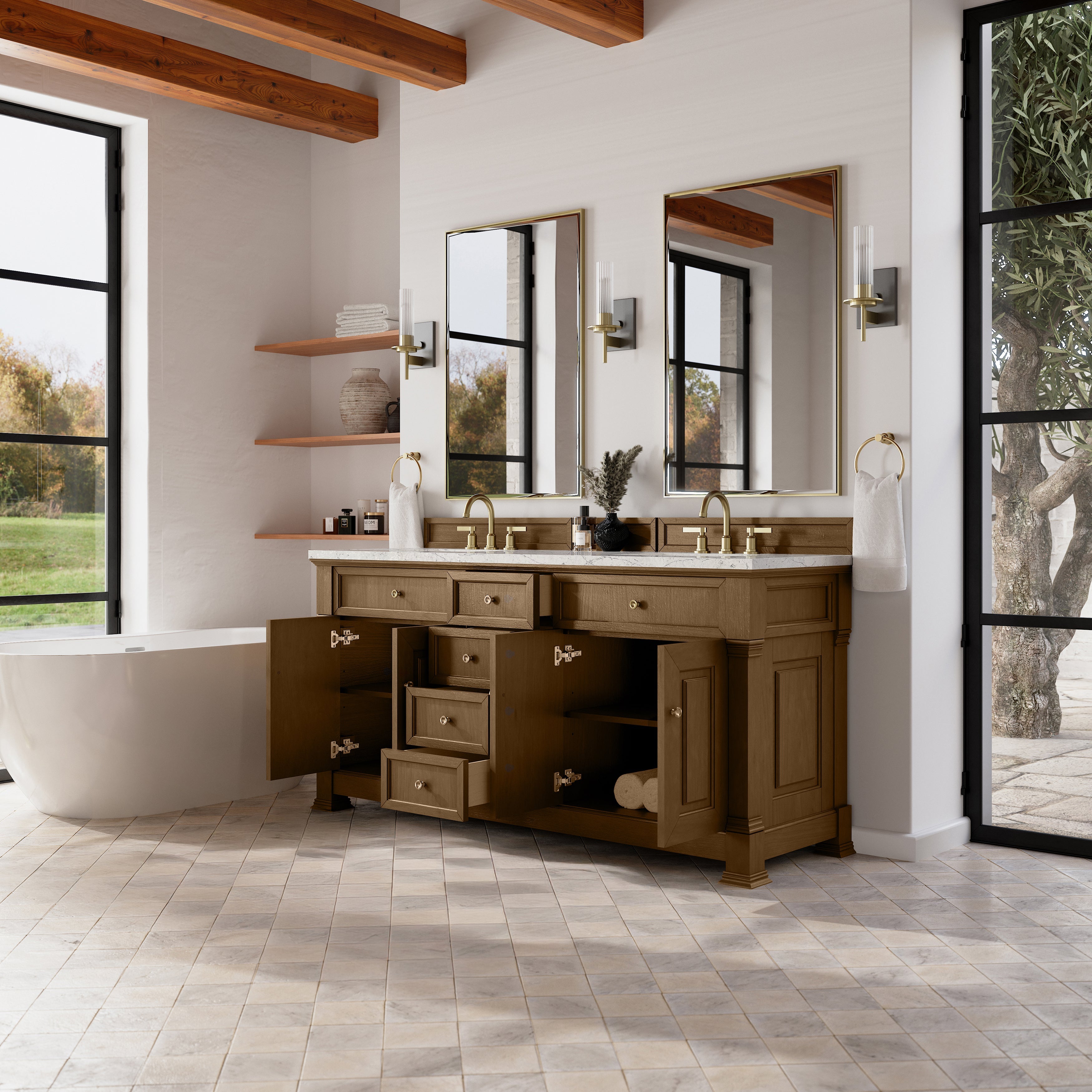 Honey Oak / Eternal Jasmine Pearl - 3 Faucet Holes