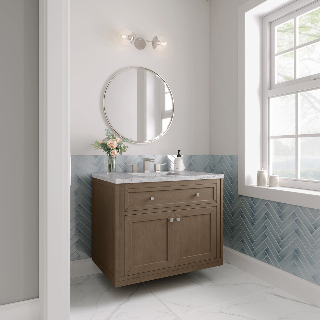 Whitewashed Walnut / Eternal Jasmine Pearl - 3 Faucet Holes