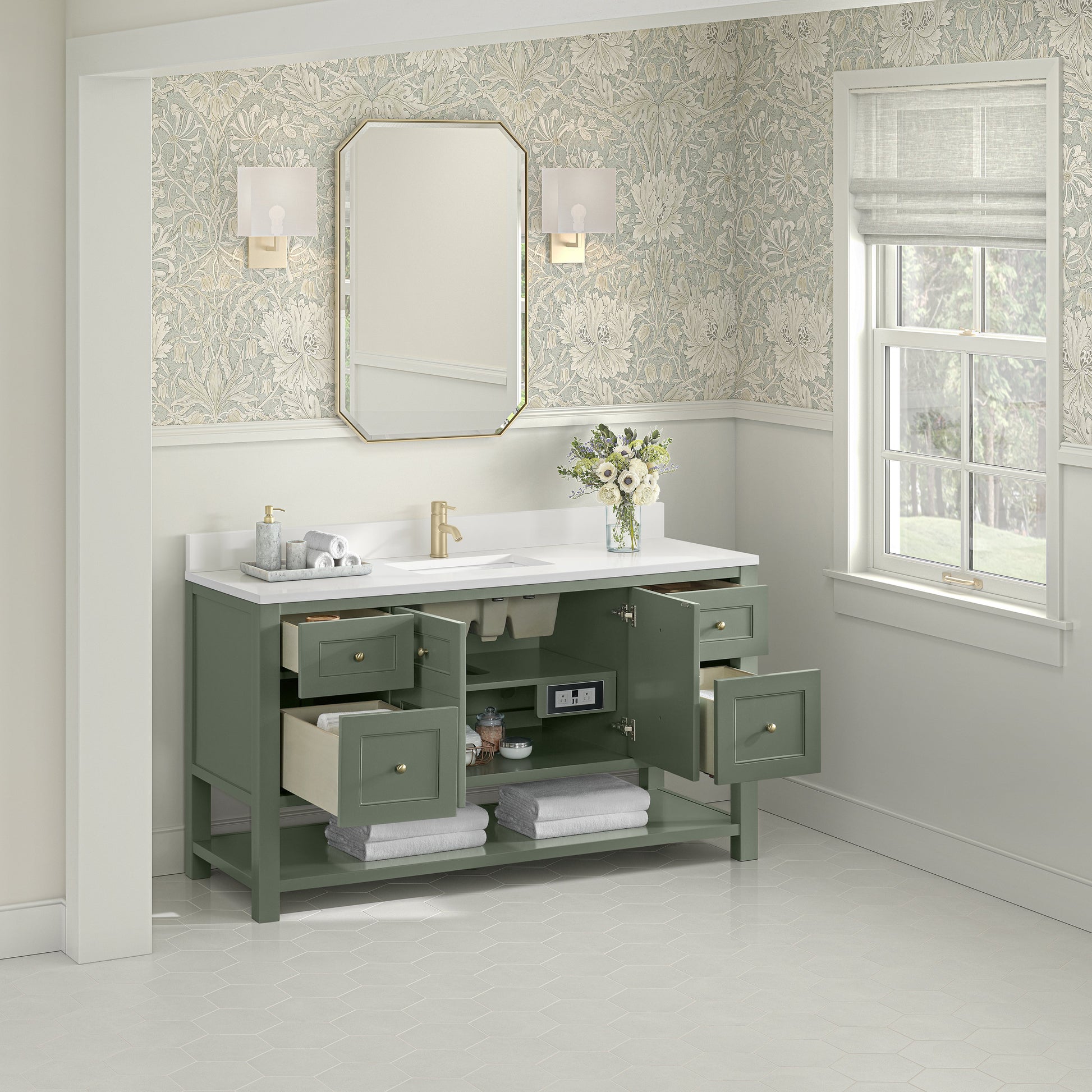 Smokey Celadon / White Zeus - 1 Faucet Hole