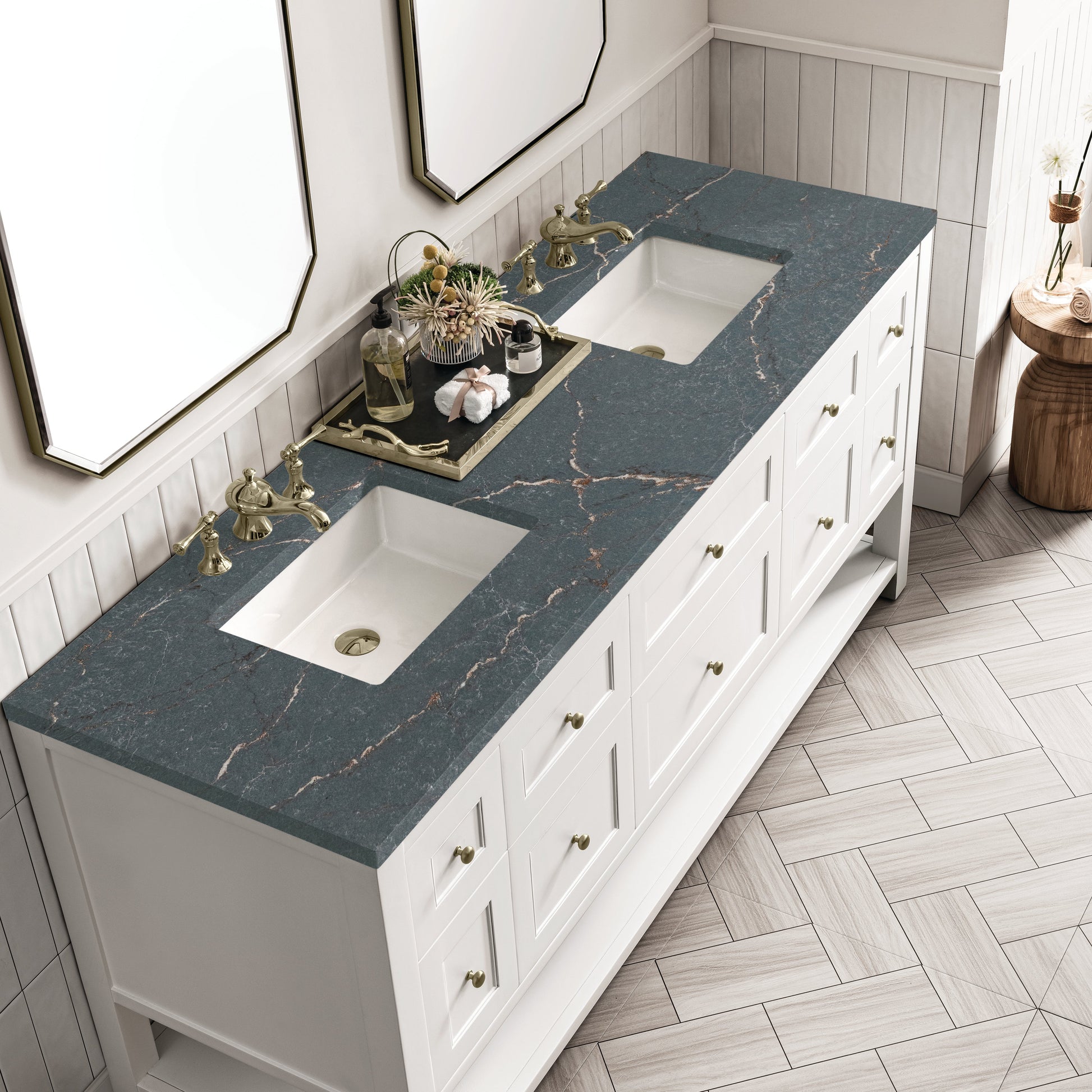 Bright White / Parisien Bleu - 3 Faucet Holes