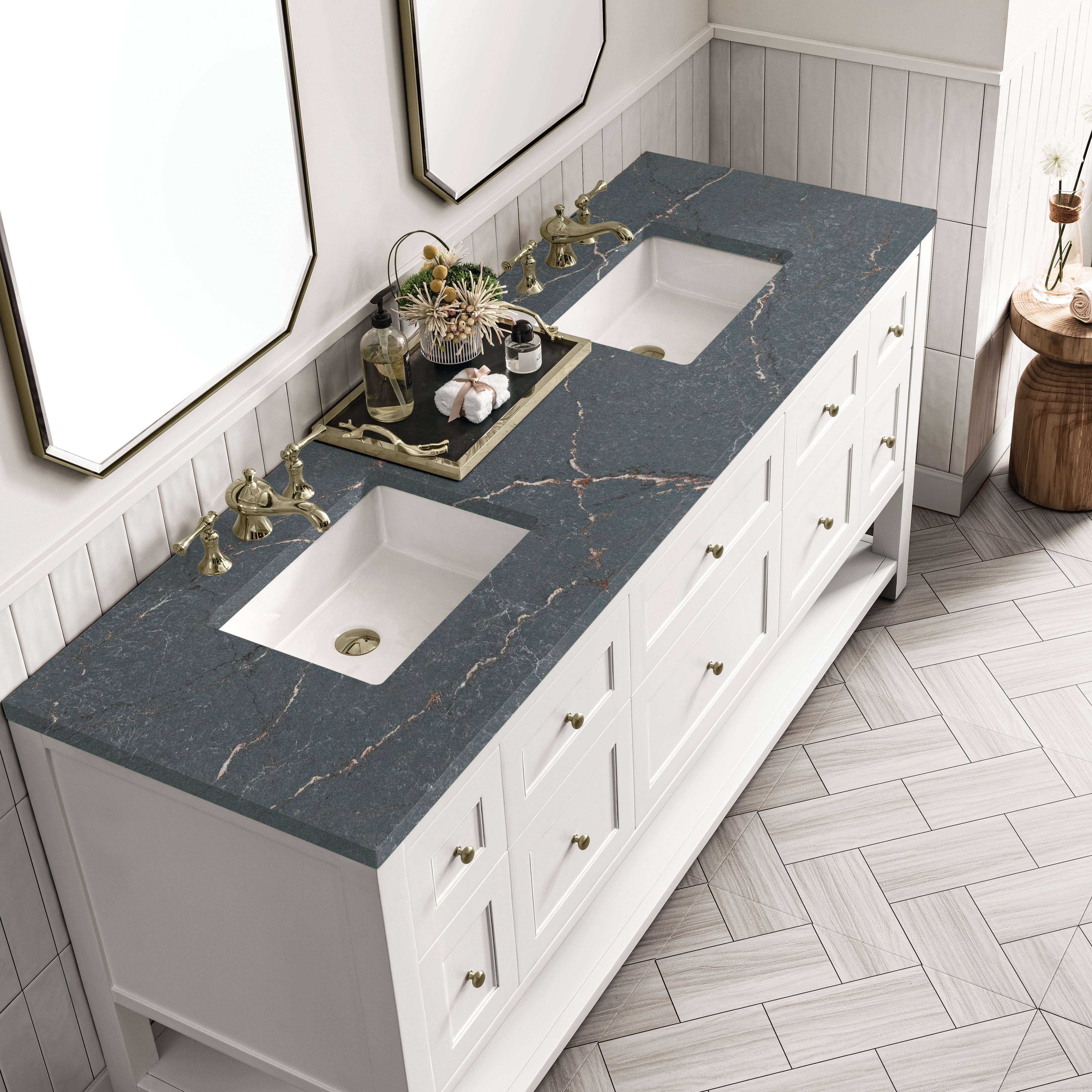 Bright White / Parisien Bleu - 3 Faucet Holes