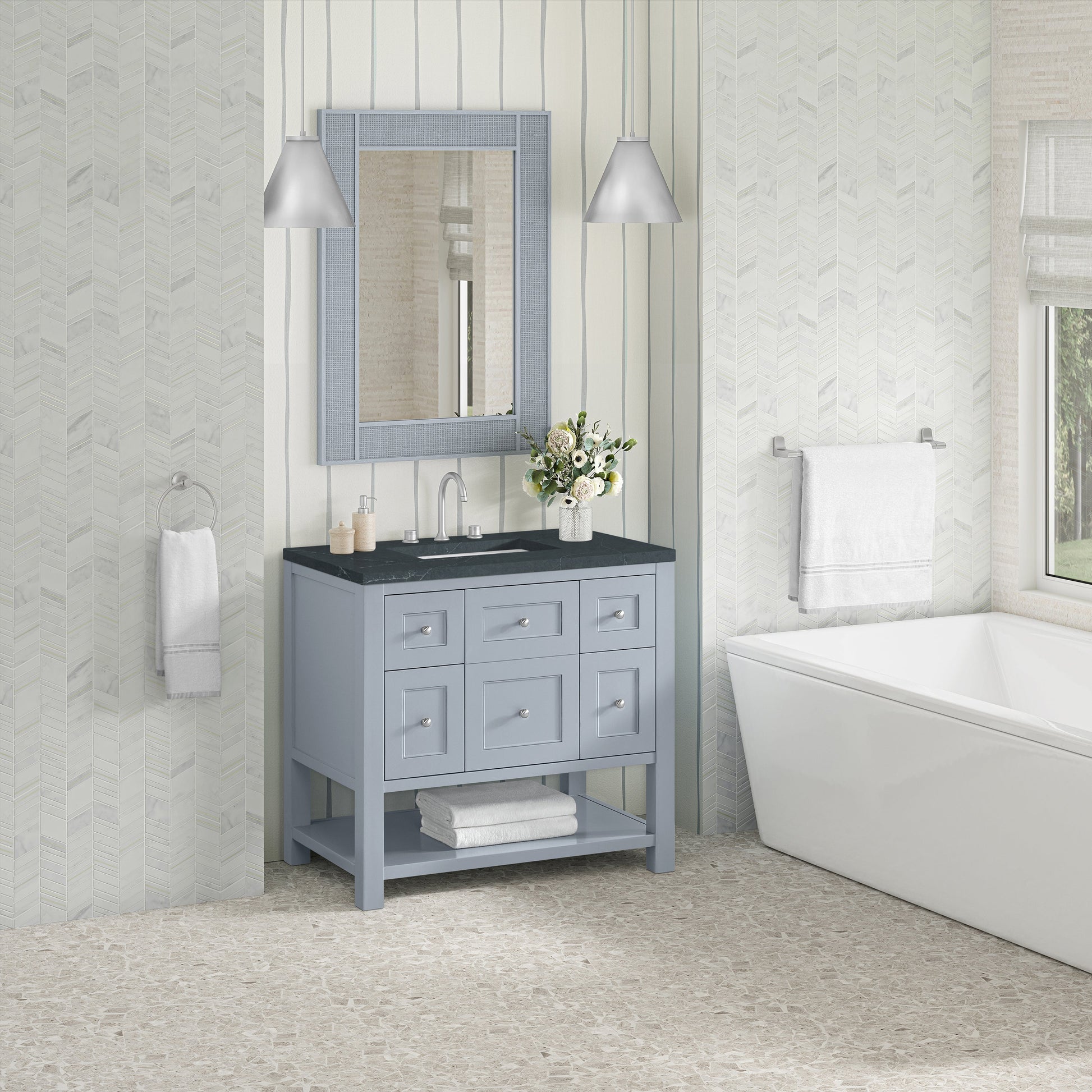 Serenity Blue / Charcoal Soapstone - 3 Faucet Holes
