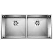 Blanco Precision R10 37" 50/50 Double Bowl Undermount Stainless Steel Kitchen Sink