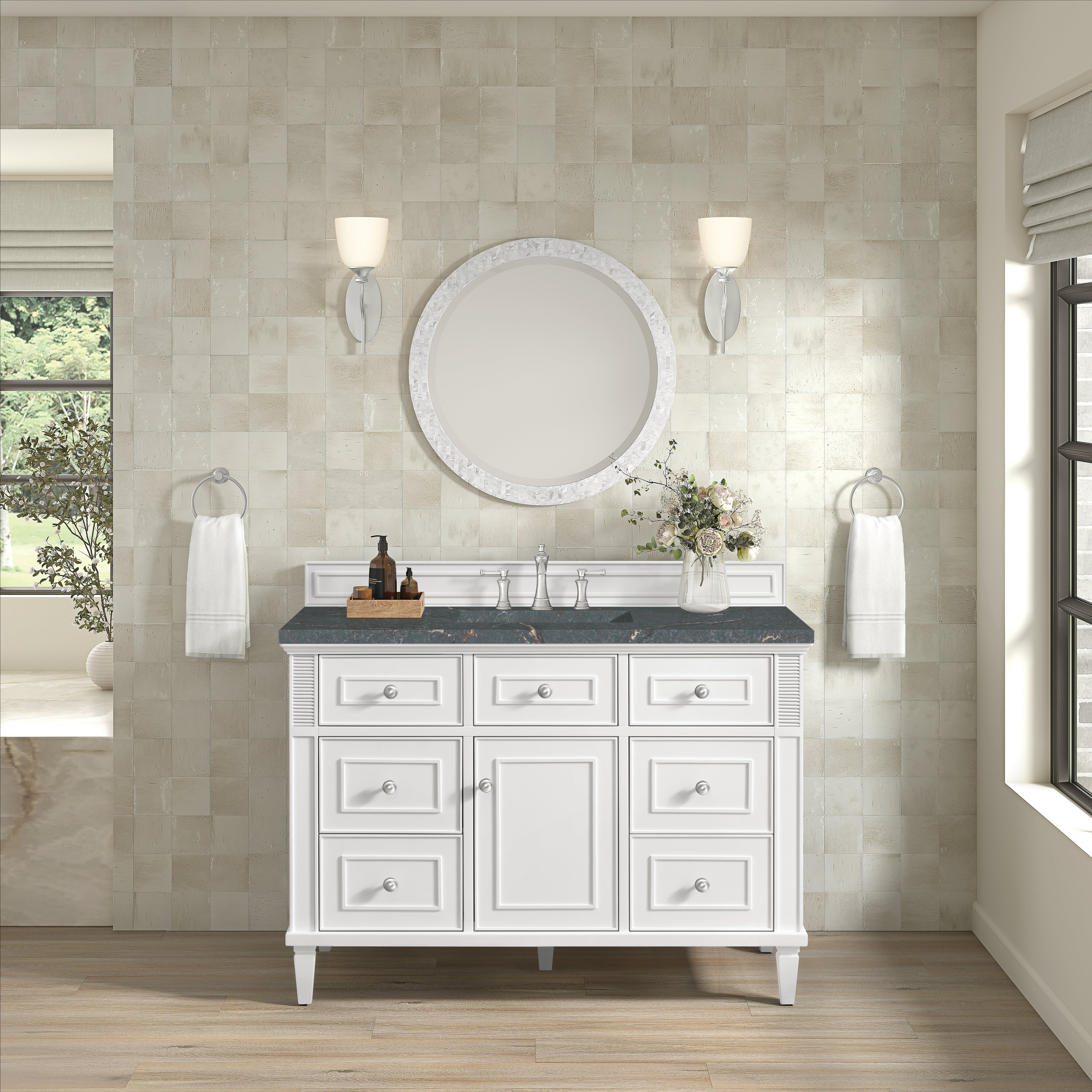 Bright White / Parisien Bleu - 3 Faucet Holes