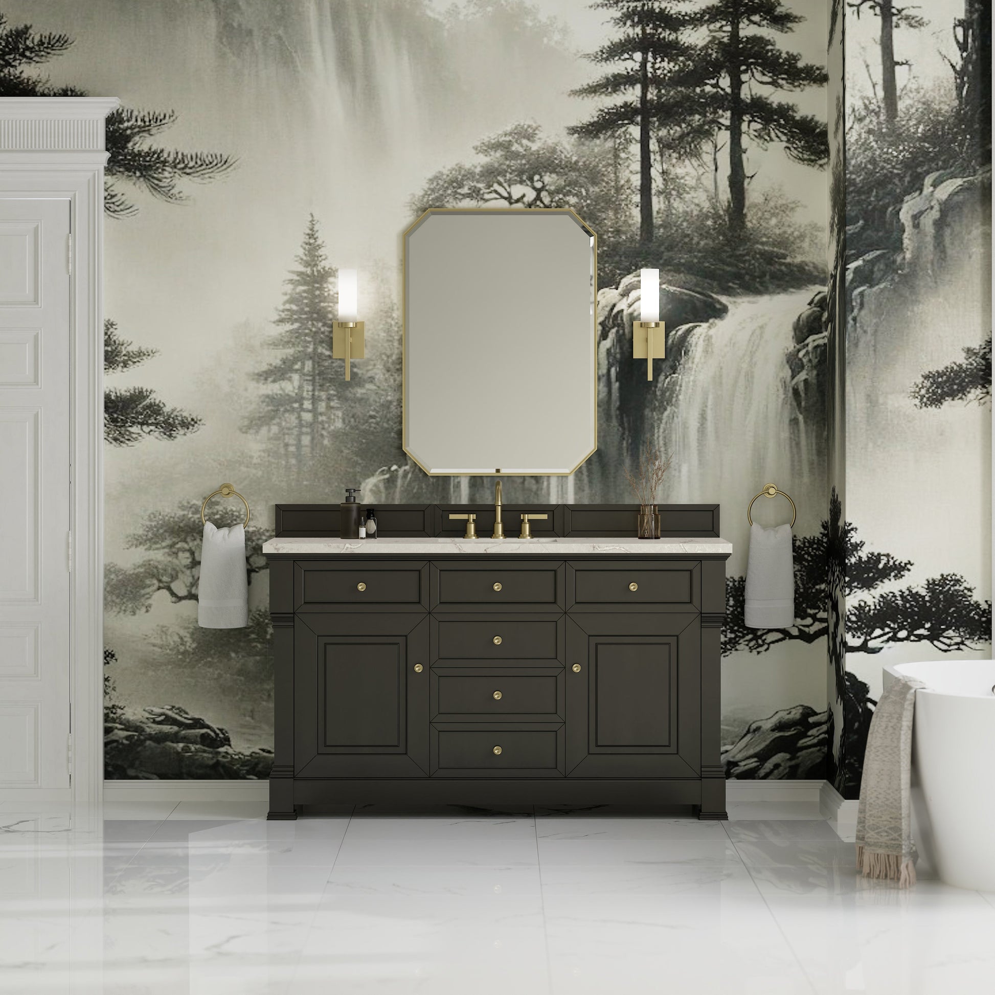 Black Onyx / Victorian Silver - 3 Faucet Holes