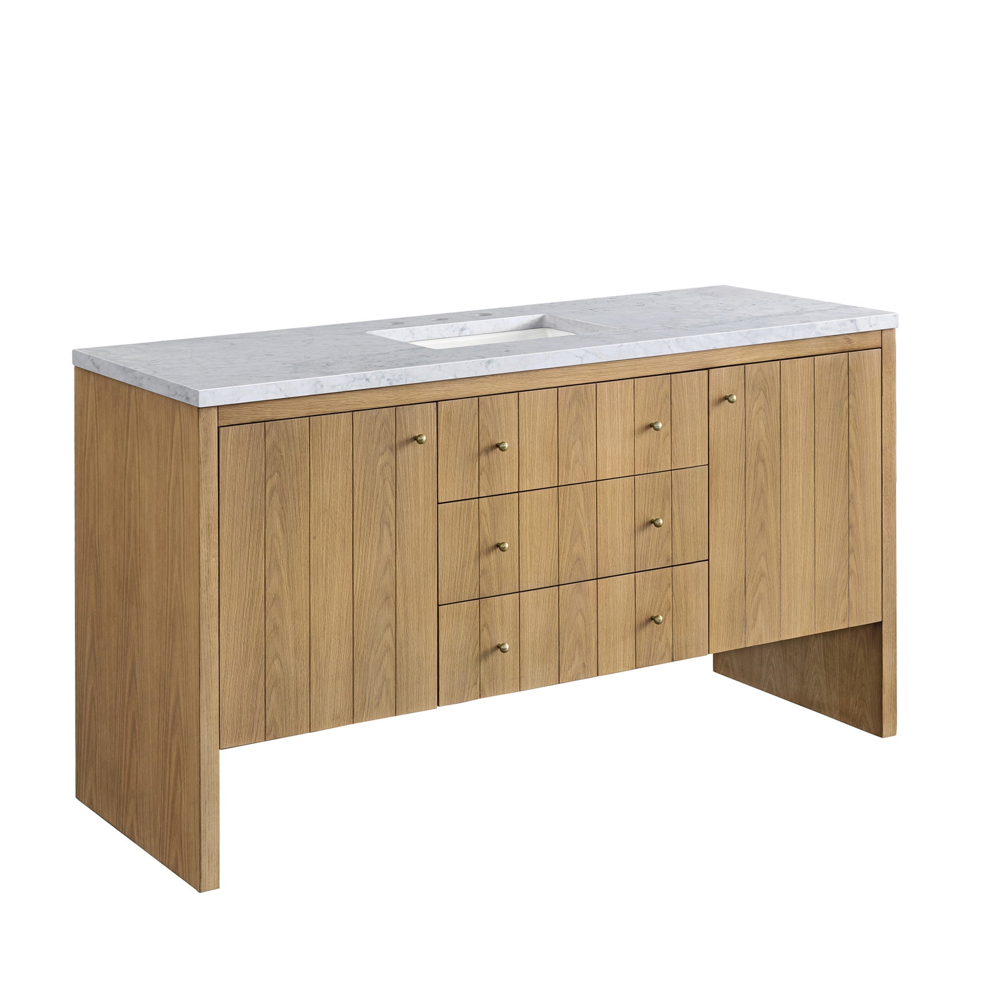 Light Natural Oak / Carrara White - 3 Faucet Holes