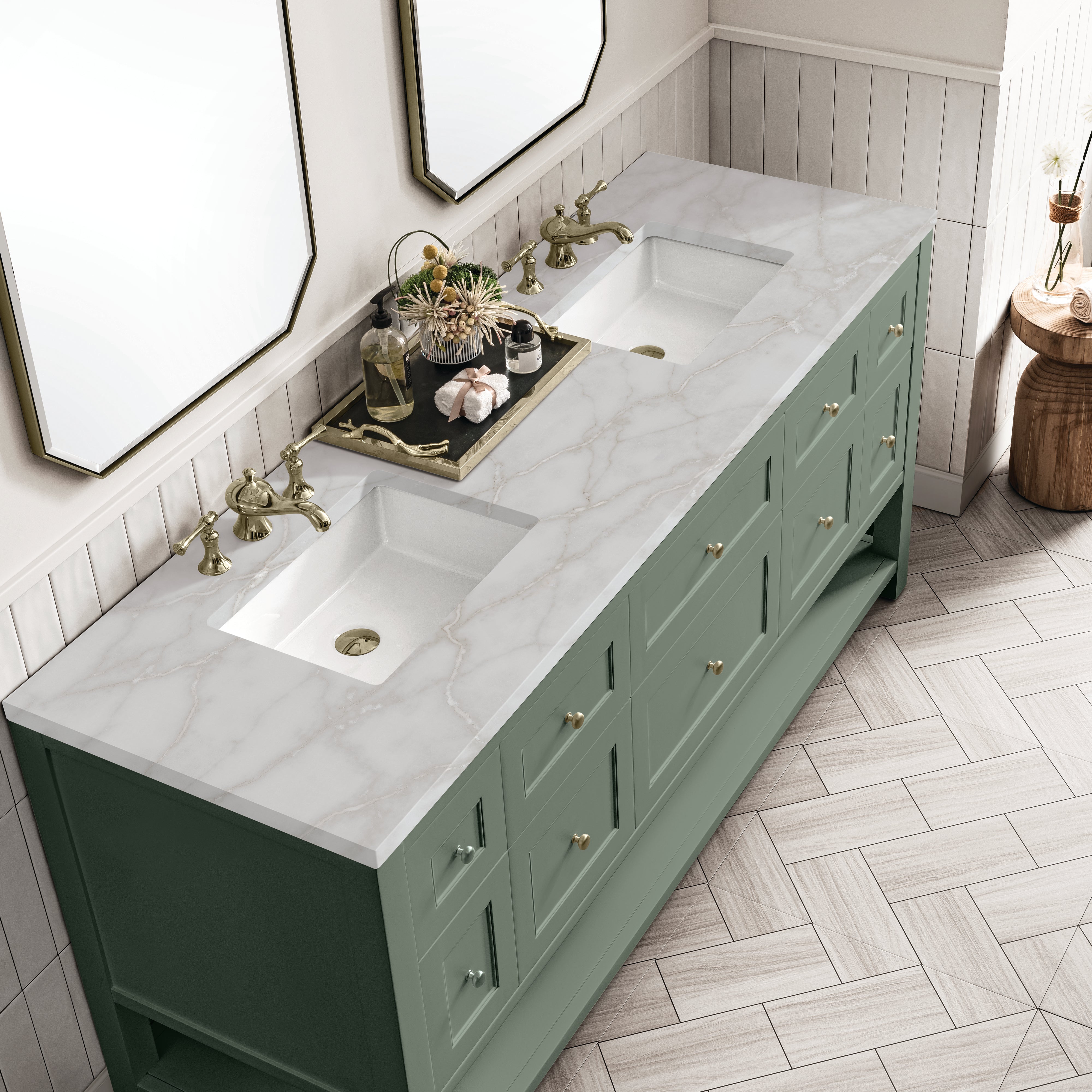 Smokey Celadon / Victorian Silver - 3 Faucet Holes